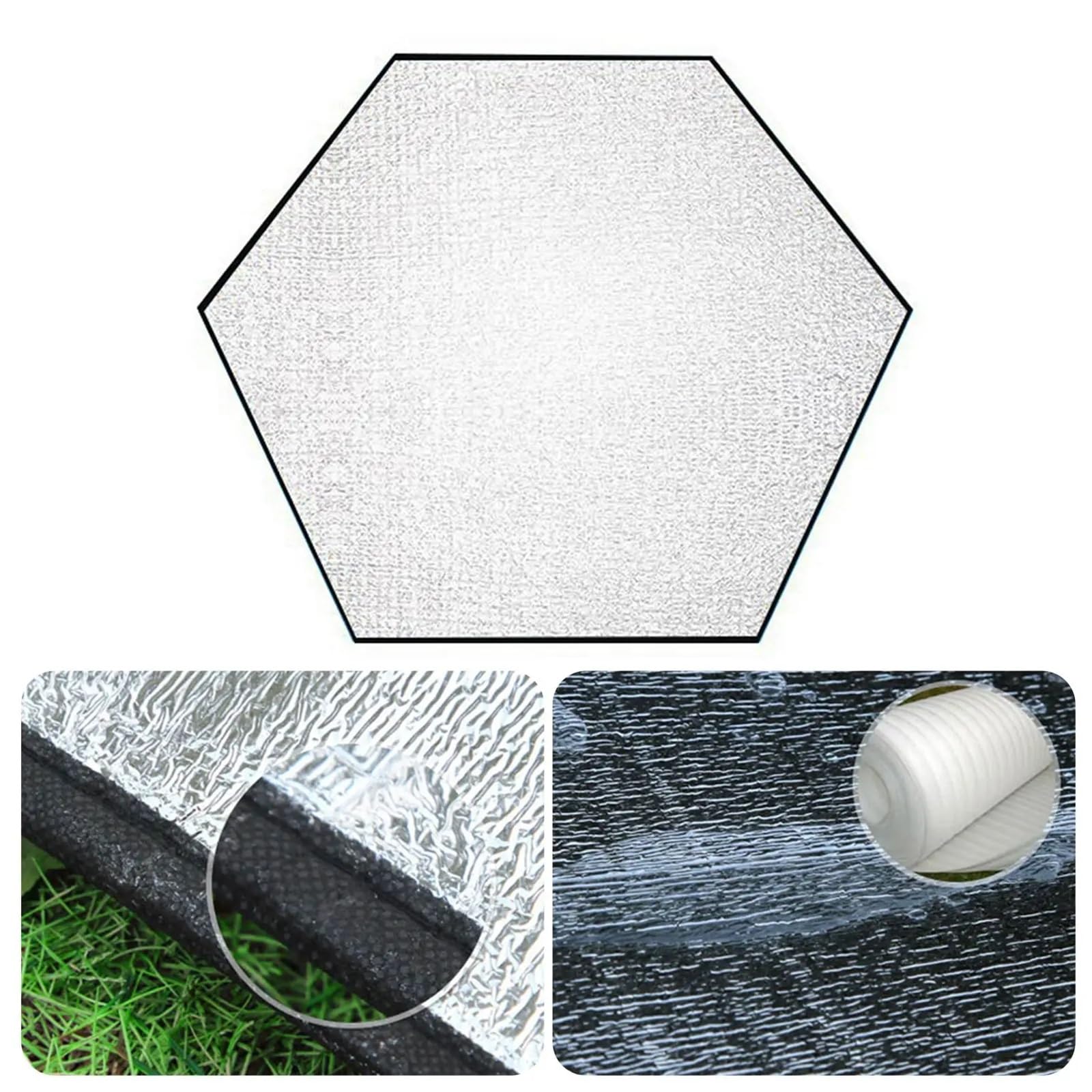 Mata kempingowa z folii aluminiowej, Aluminiowa mata kempingowa Sześciokątna plandeka na namiot Piknik