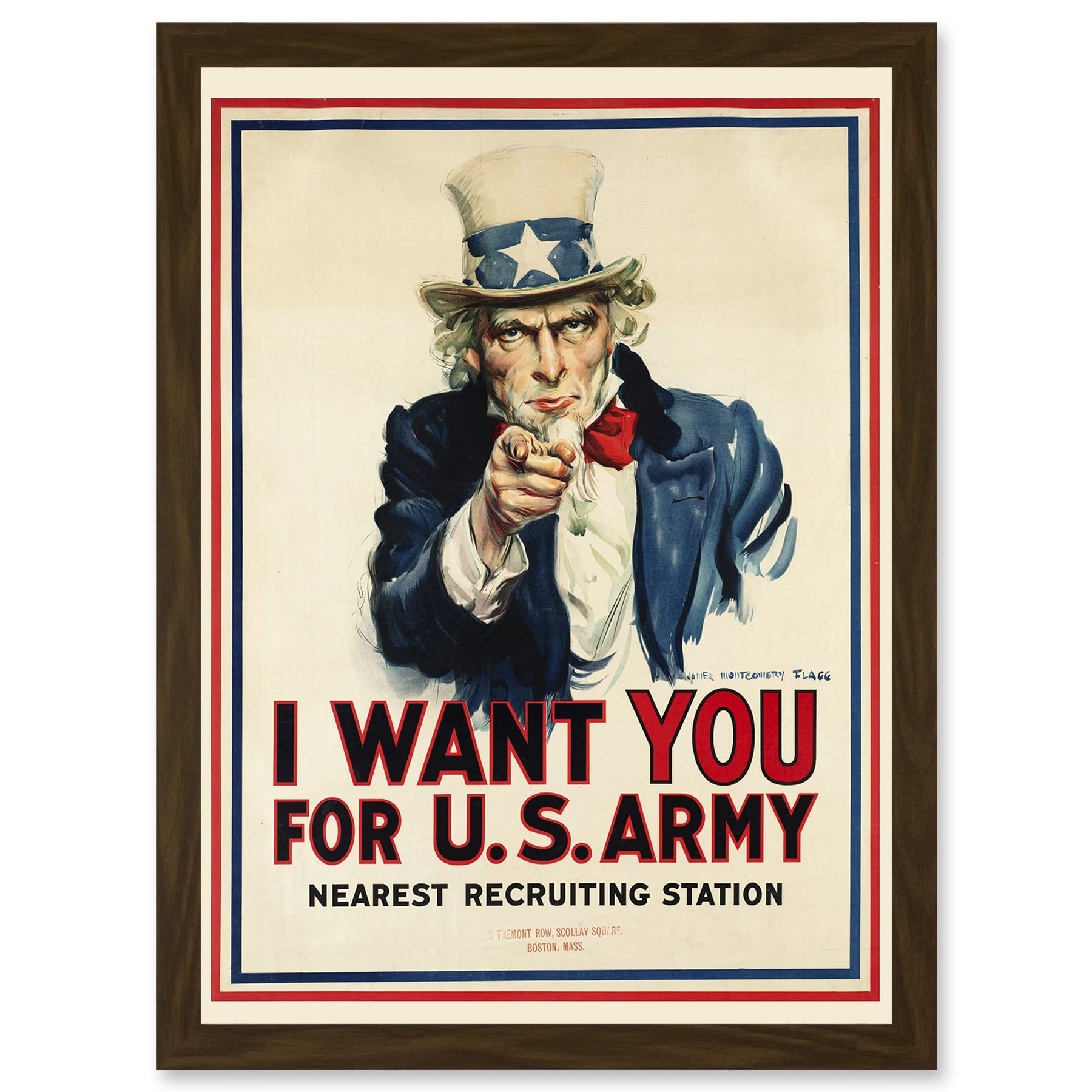 Artery8 World War WW2 USA Uncle Sam We Want You Army Iconic A4 Artwork Framed Wall Art Print