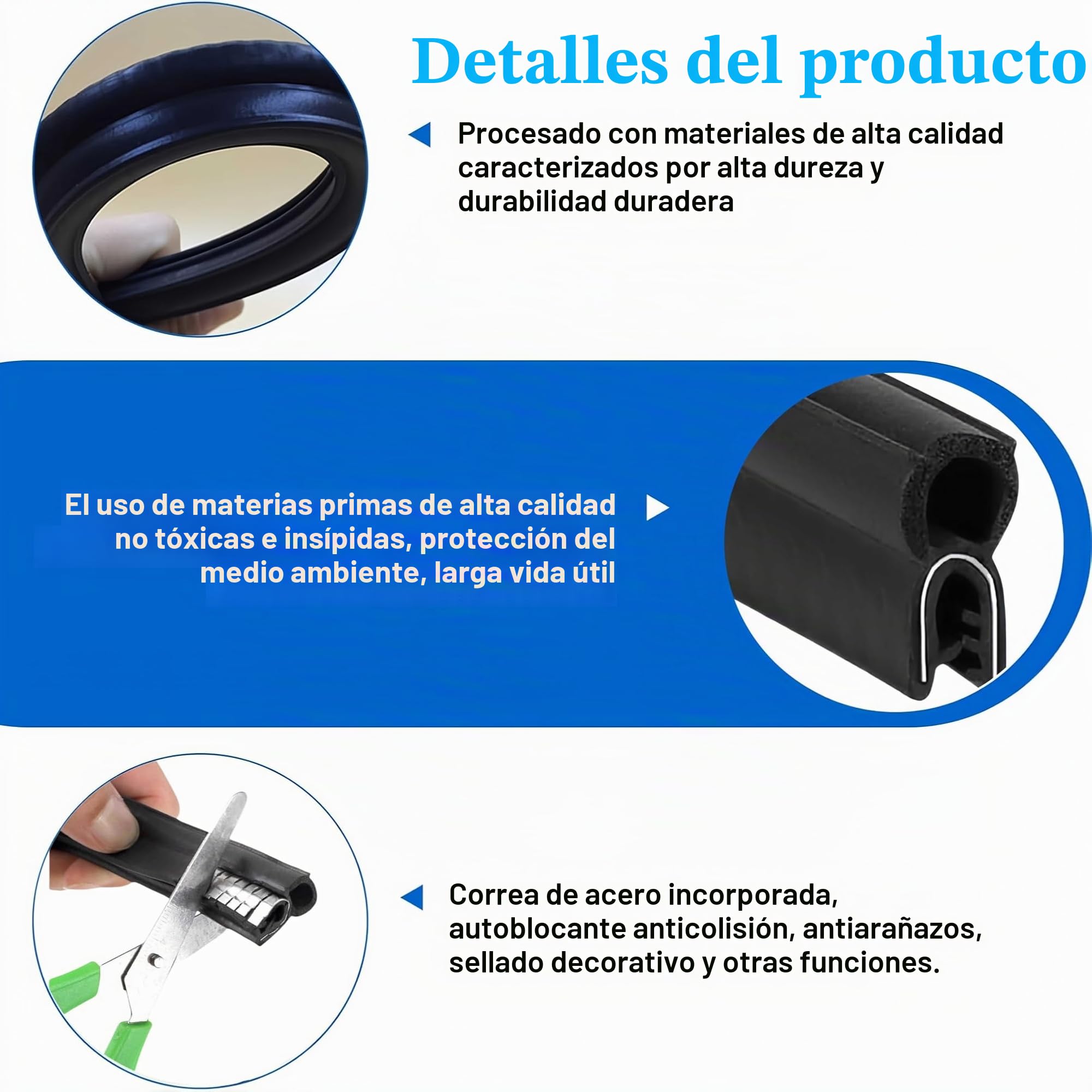 Junta de goma universal para puerta de coche, perfil de 6M con protección de bordes y sello superior para coches, barcos, autocaravanas, camiones y uso doméstico, protección contra la intemperie para
