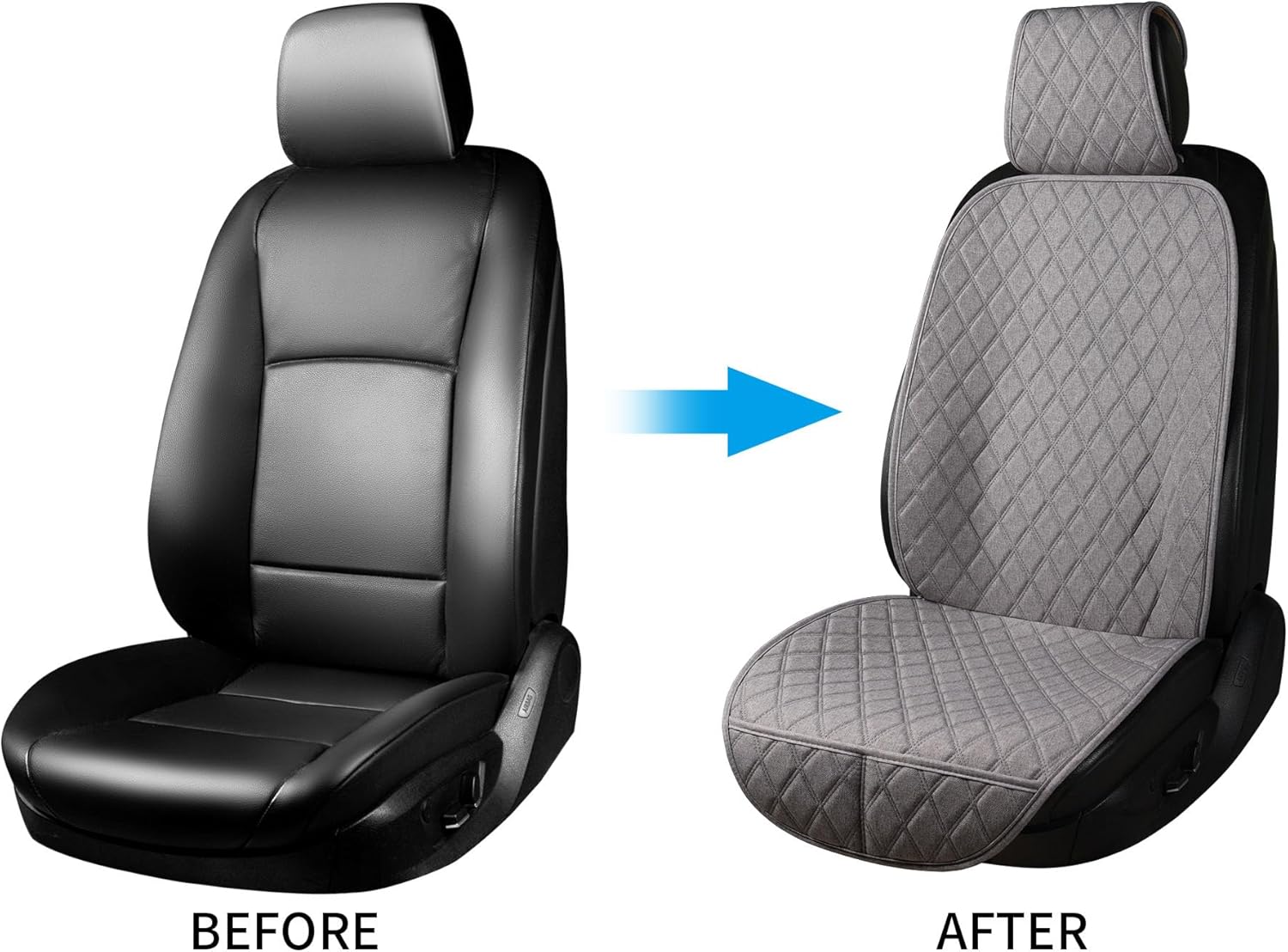 ENOGE Front Car Seat Covers, Linen Car Seat Cover, Driver Seat Protector with Soft & Breathable Cloth Fabric for All Seasons Universal Fits Most Automotive, Van, SUV, Truck (Gray, 2 Front)