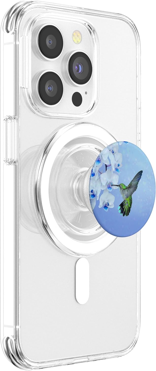 Cell Phone Pop Up Holder Sky Blue & White Hummingbird Flower PopSockets PopGrip: Swappable Grip for Phones & Tablets PopSockets PopGrip for MagSafe