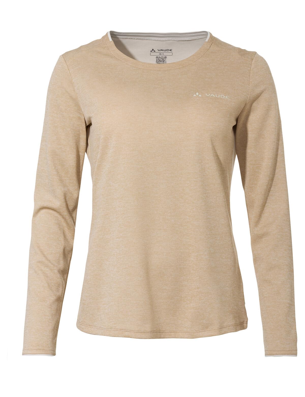 VAUDE Damen Longsleeve Essential LS T-Shirt, Funktionsshirt, perfekt als Baselayer, atmungsaktiv, pflegeleicht und schnelltrocknend, Linen, 46