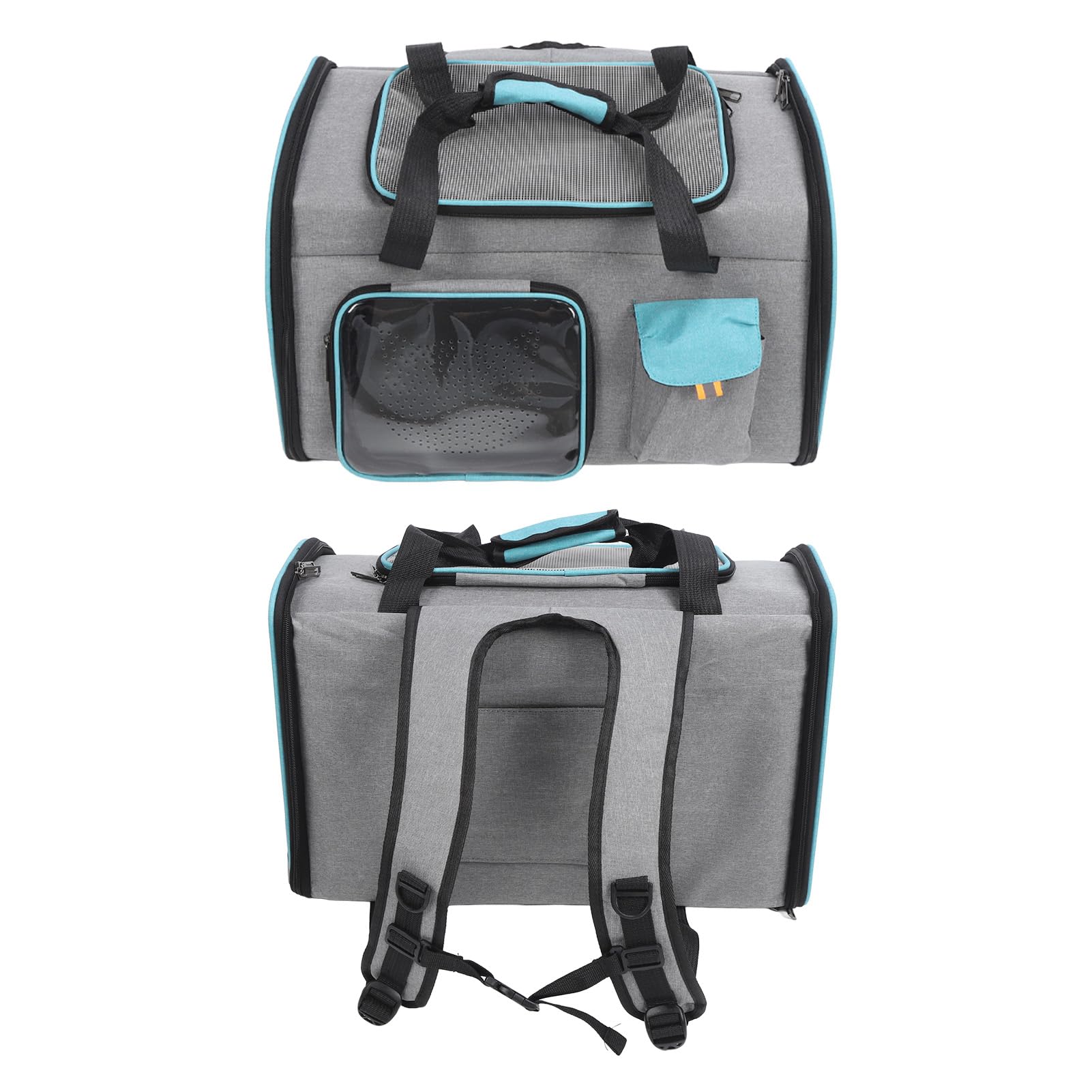 Mochila transportadora para mascotas, malla transpirable, transportador portátil para gatos de gran capacidad, transportador para perros para viajes al aire libre, senderismo, (Gris y azul)