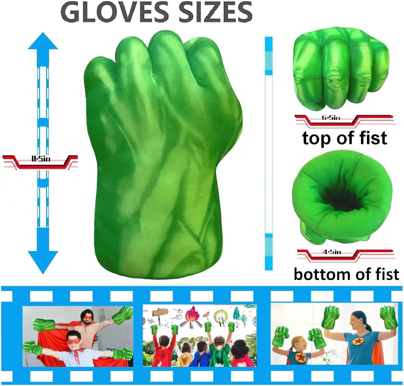 Miniatura 4 de FEIDAR Incredible HOK Superheros Gauntlet Smash Hands Fists Big Soft Plush Gloves Pair Costume Light Green Special Edition
