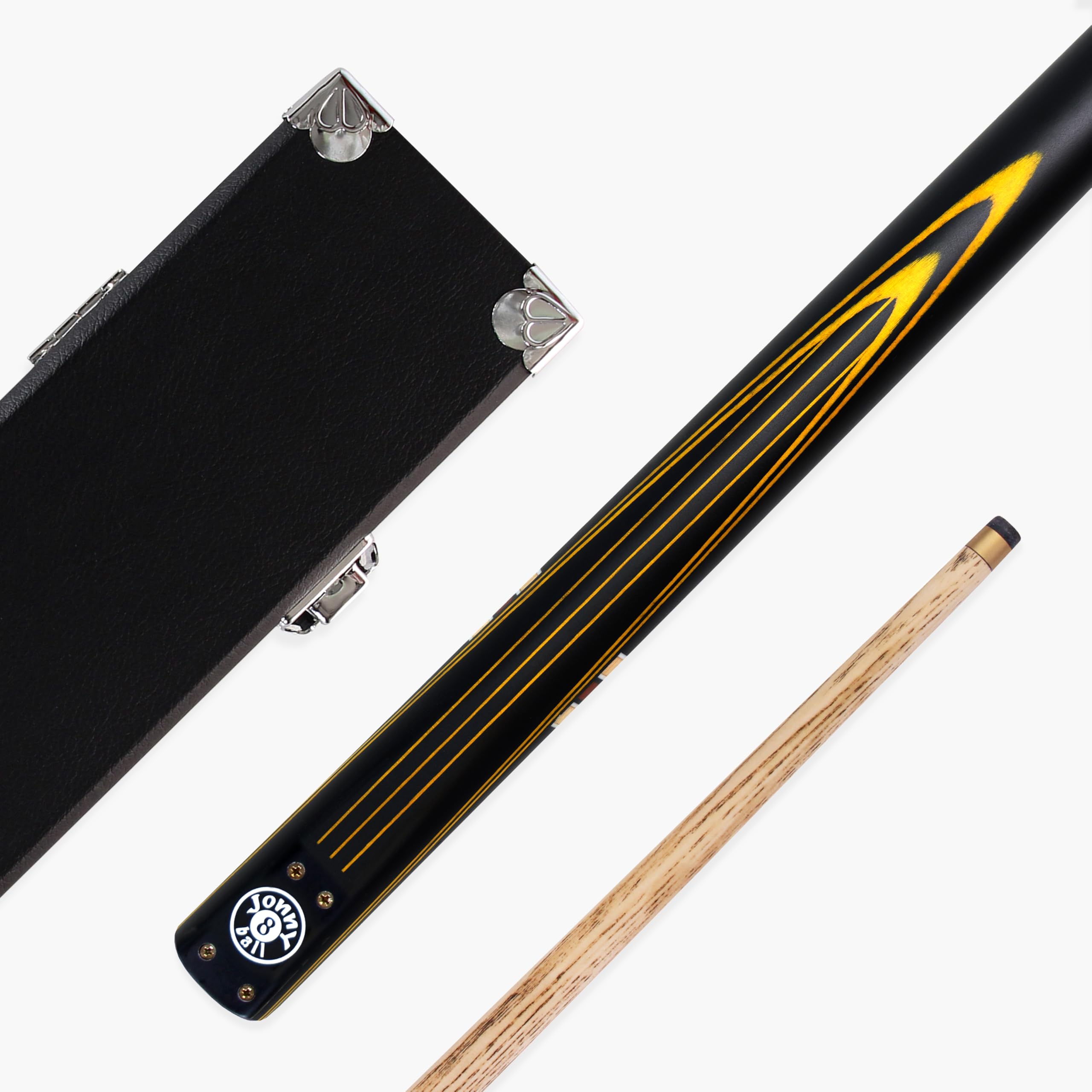 3 Piece Adjustable Snooker Pool Cue - 9mm Tip (Yellow Powerline)