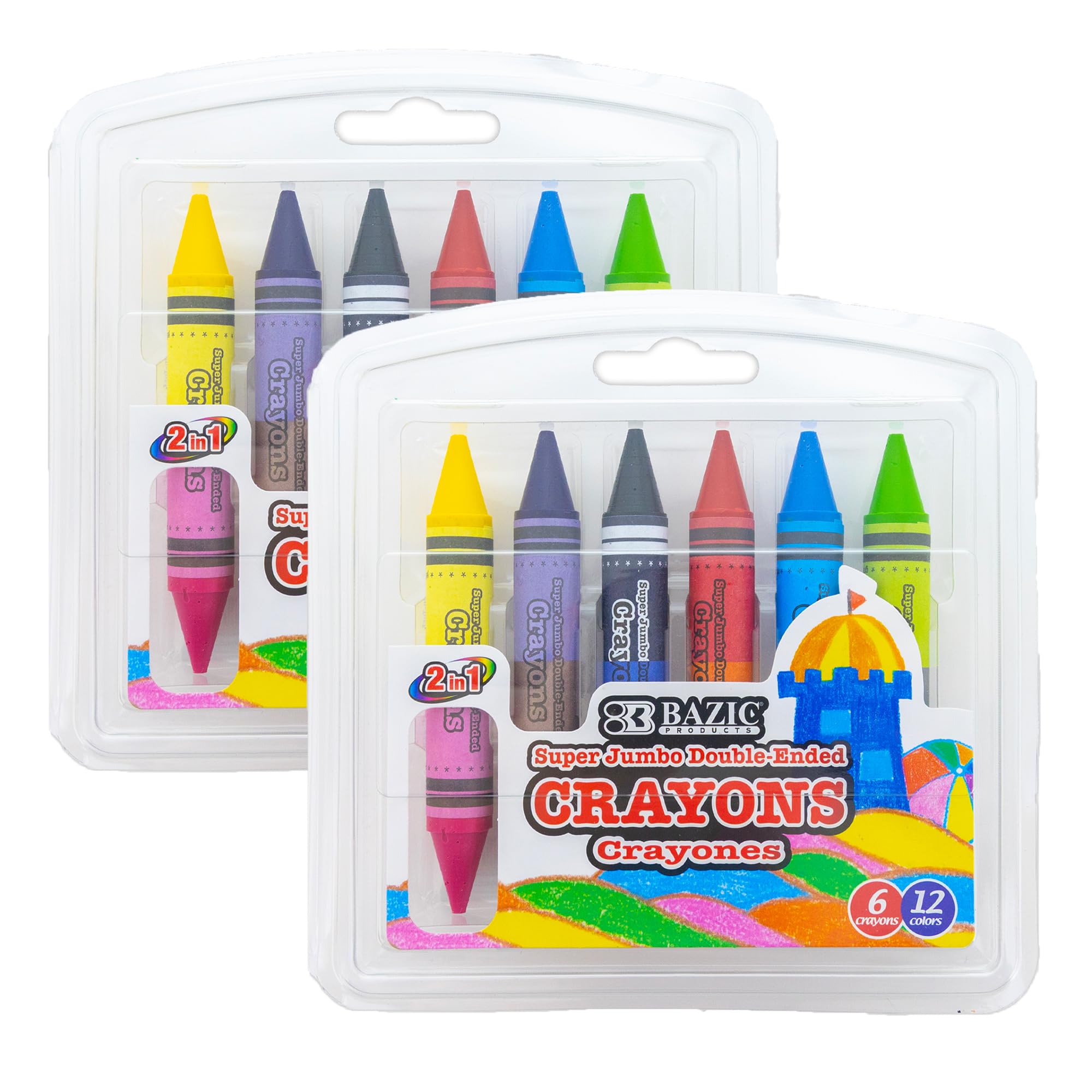 Amazon.com : BAZIC PRODUCTS Double-Ended Jumbo Crayons, 12 Colors