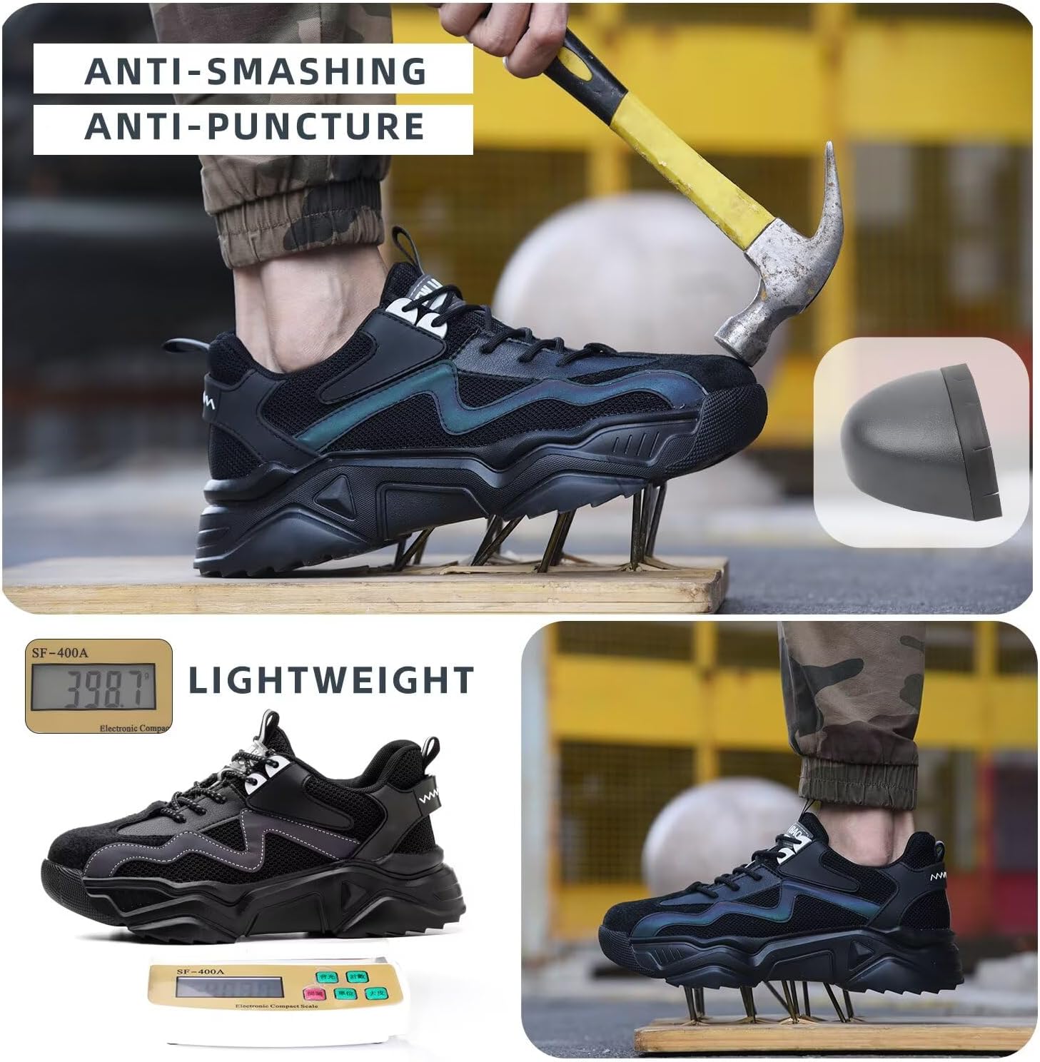 Steel Toe Shoes for Women Men Wide fit Indestructible Work Sneakers Safety Shoes Lightweight Slip Resistant Puncture Proof Composite Toe Shoe - Image 7