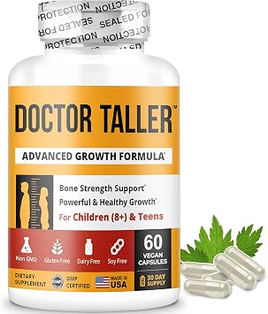 Doctor Taller for Age 8+ Daily Multi-Nutrient Formula for Bone Growth, Healthy Development Vegan
