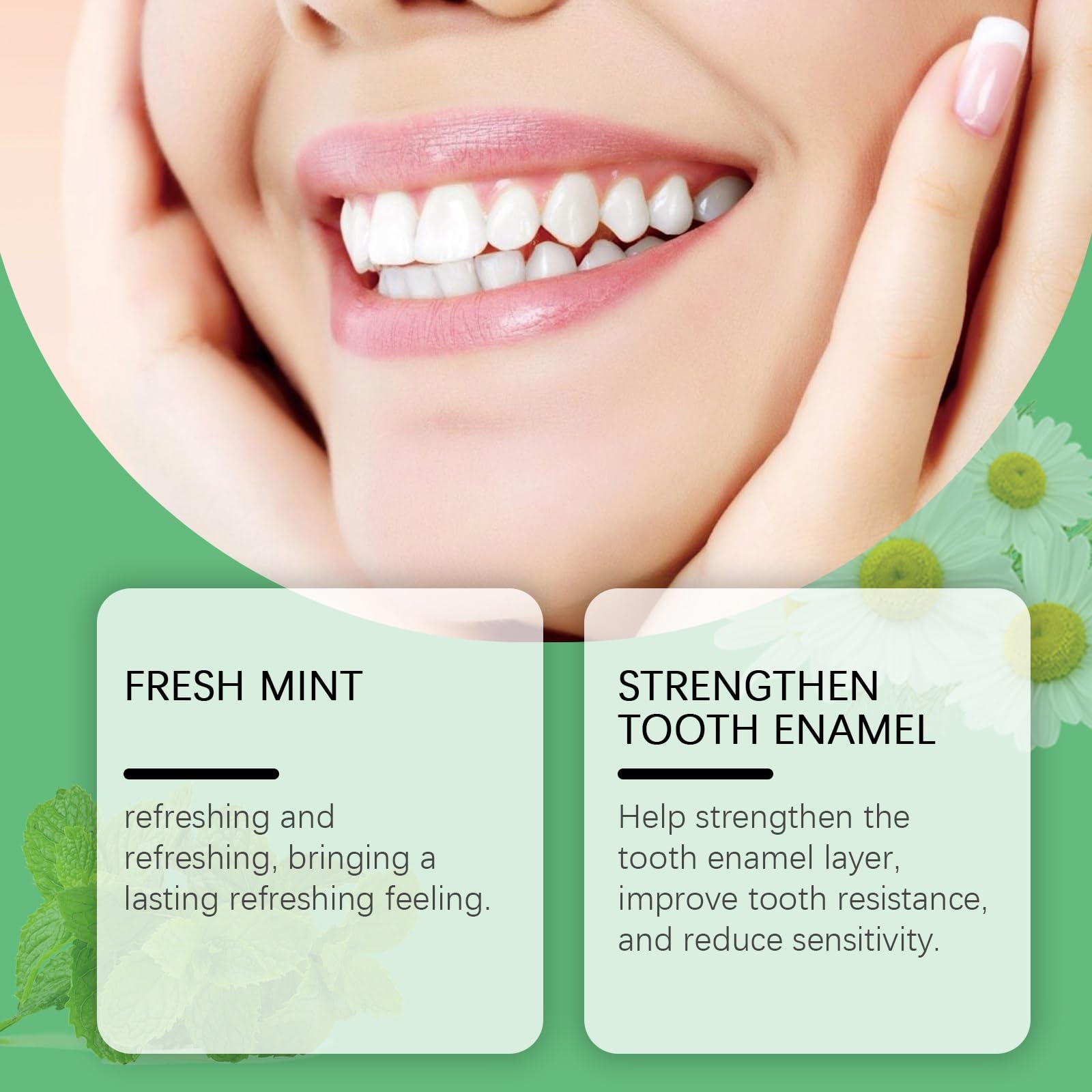 Compresse di dentifricio sbiancante alla menta: rimuovono le macchie, rinforzano lo smalto e alito fresco(3pcs)