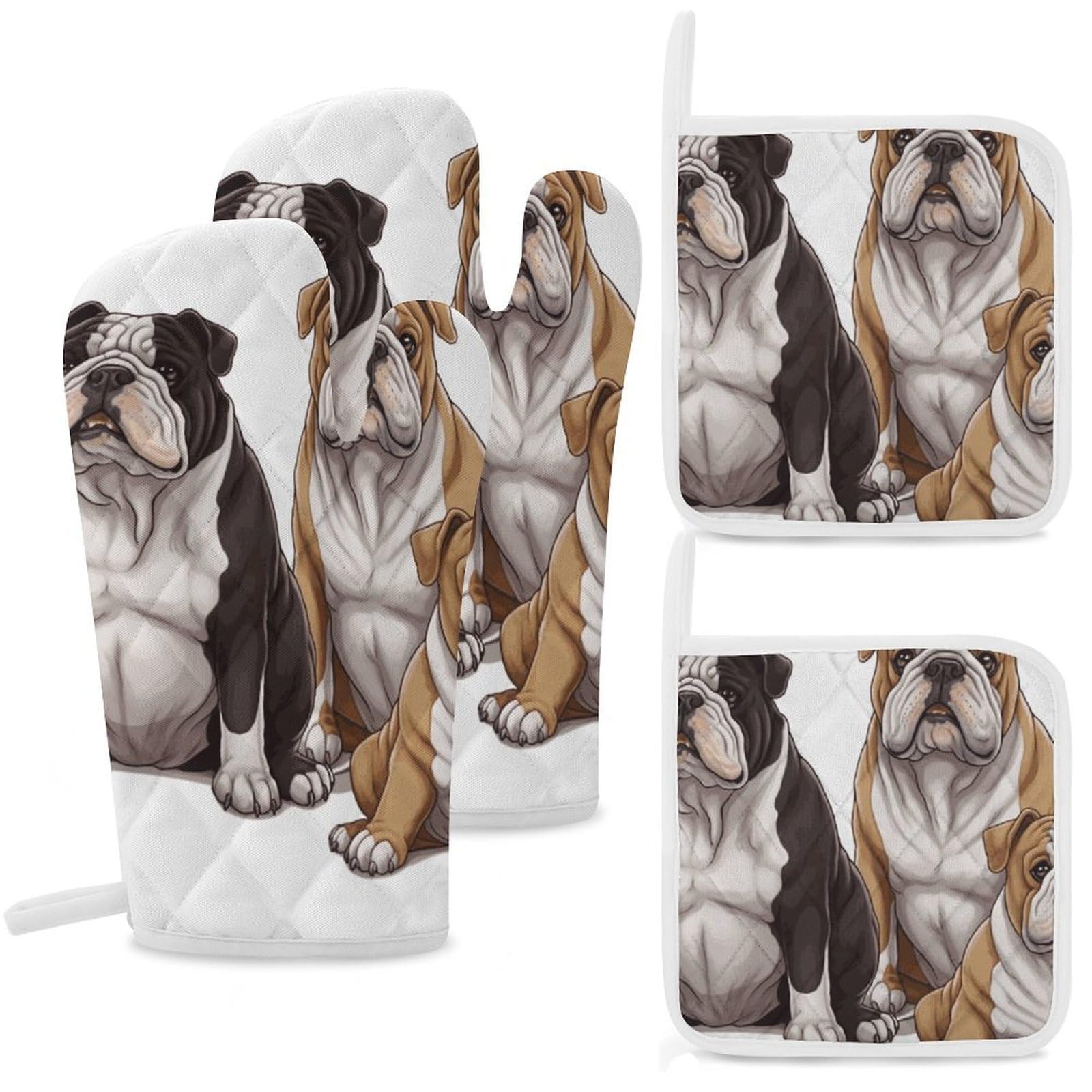 Gants de four bouledogue anglais longs et maniques pour éviter les brûlures de cuisson au four