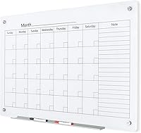 Vista 33 de J&J worldwide Glass Whiteboard Yearly Calendar - 35" X 47" Large Wall Whitrboard - White Board Dry Erase Planner for Wall Home, School, Office