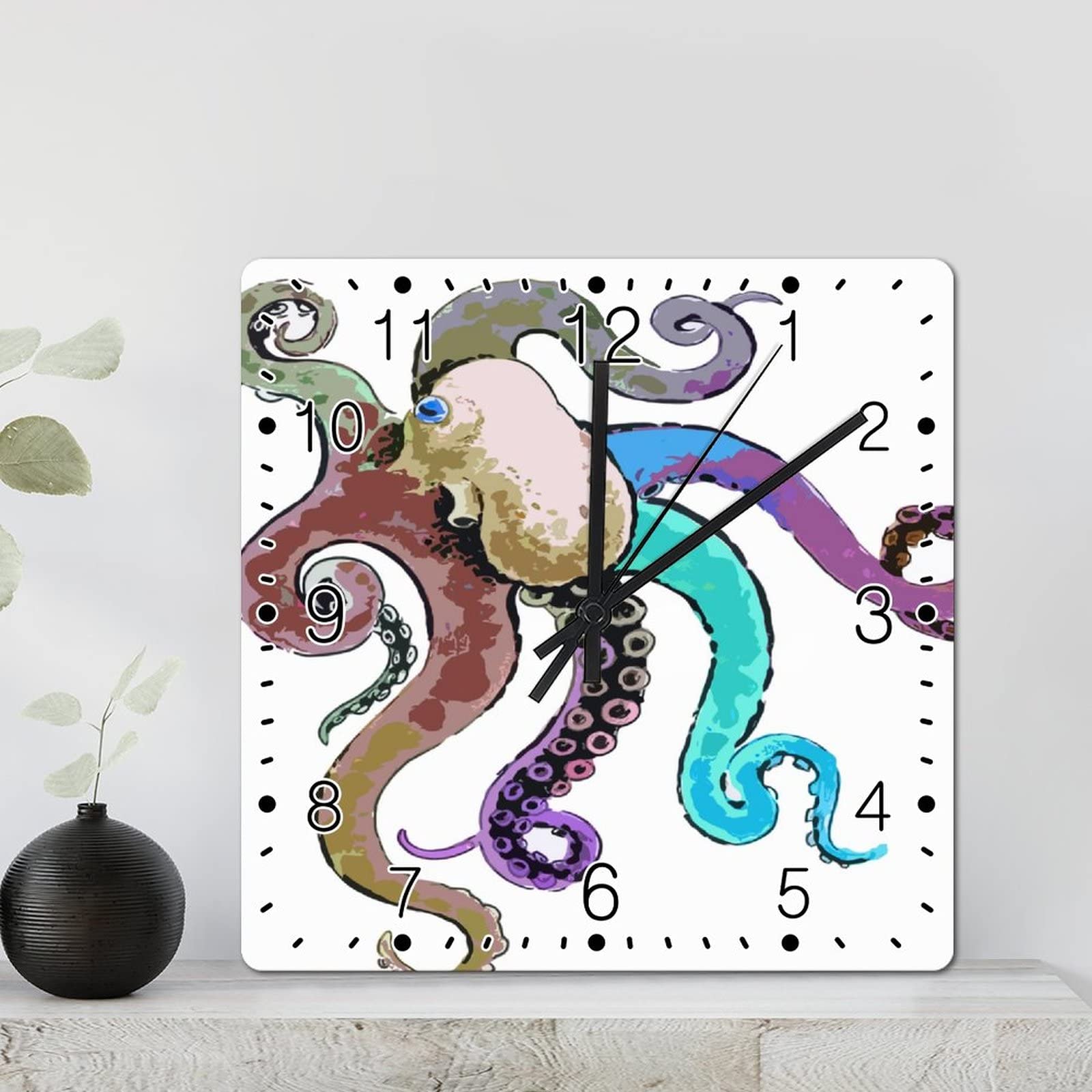Horloge murale pieuvre silencieuse carrée pour en finir avec le tic-tac du salon