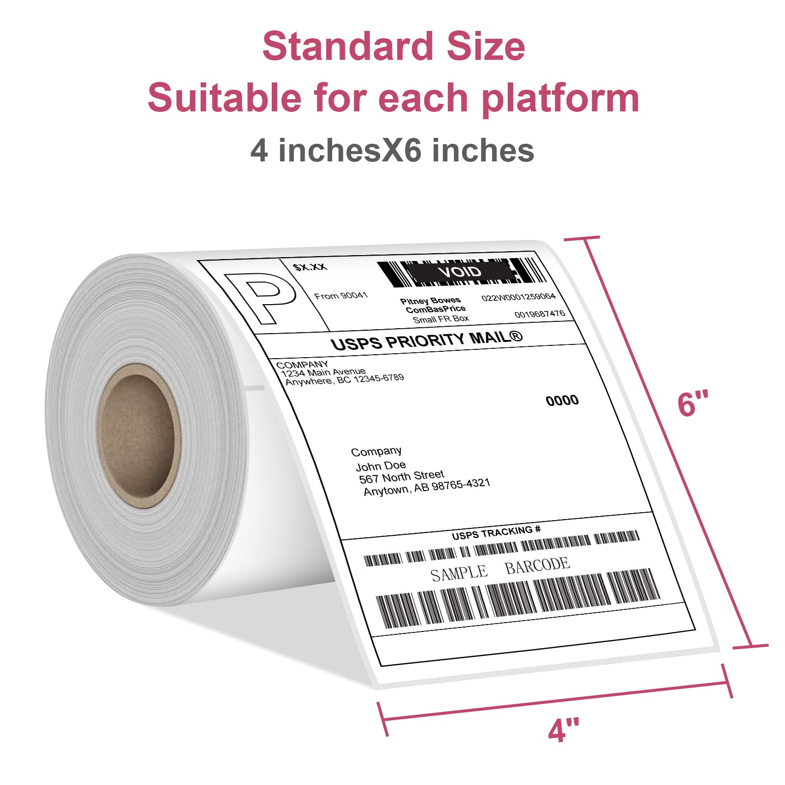 BESTIKER 4x6 Thermal Shipping Labels - 15000 Total, 60 Rolls of 250 Labels Each, Compatible with Zebra 2844 Printer