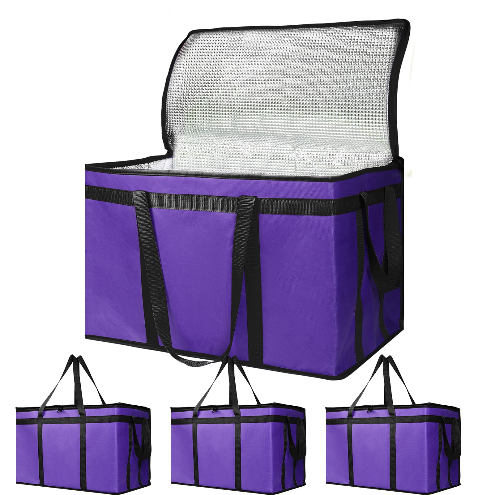 Bodaon 4-Pack Cooler Insulated Food Delivery Bag, Rideshare Delivery Bag, XXX-Large Thermal Bags for Catering/Hot Pizza, Travel/Camping/Picnic/Grocery