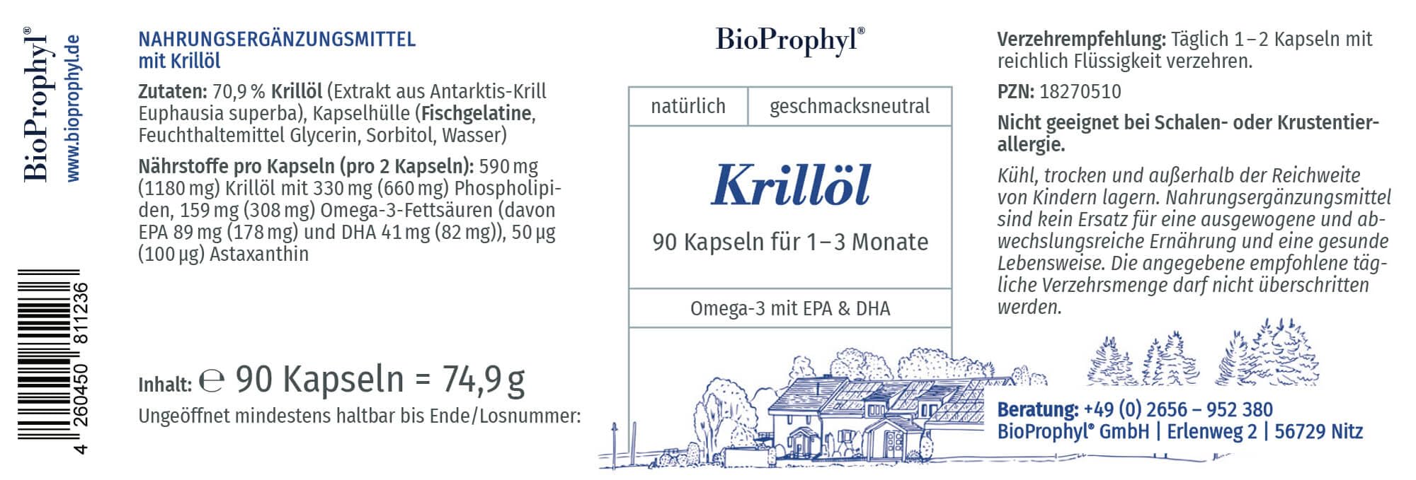 Krill-Öl | hochdosiert 590 mg Krillöl | 159 mg Omega 3 Fettsäuren