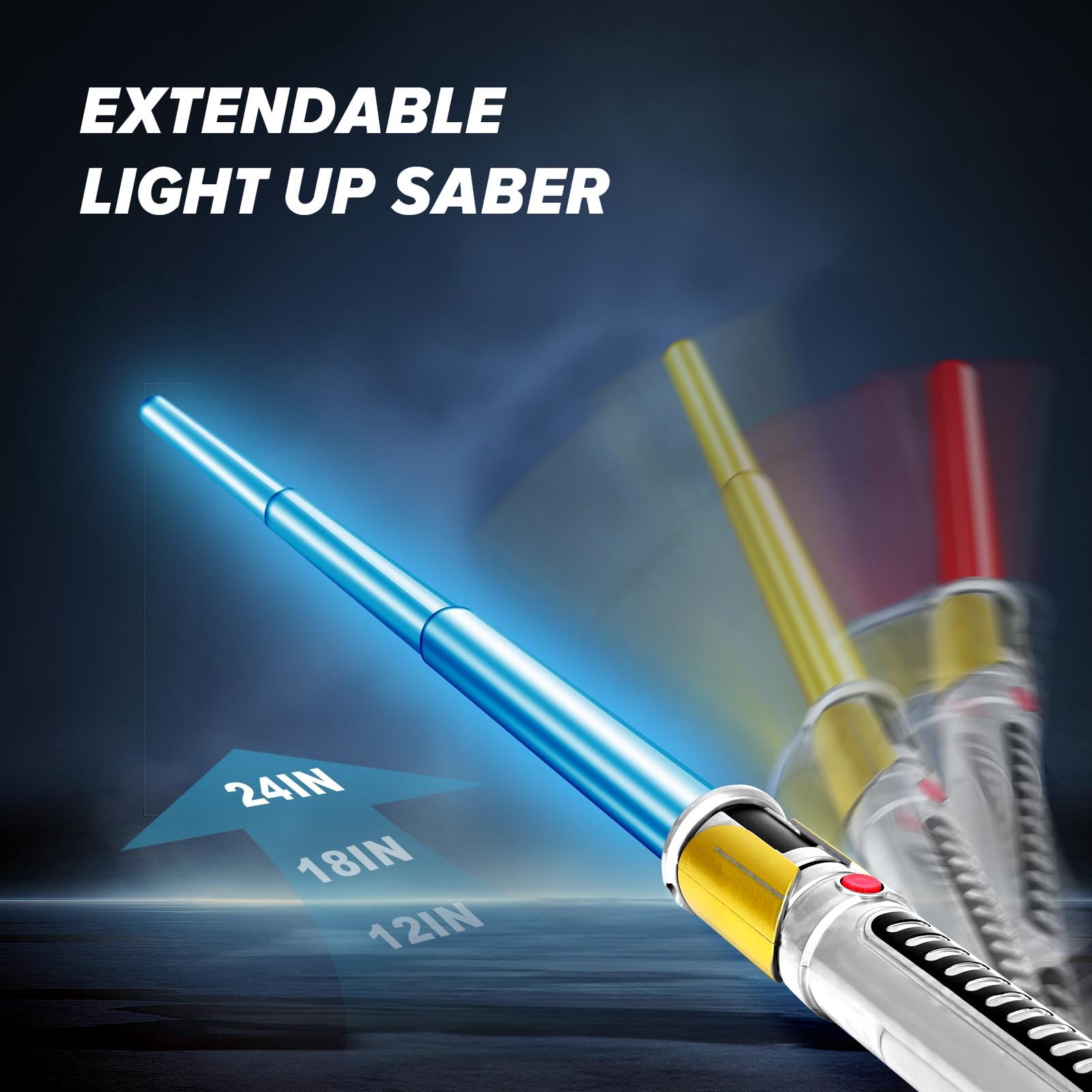Sable de luz, paquete de 2 sables de luz para niños, espada de juguete con luz extensible para niños, juego de espada iluminada, sables de doble luz para niños, adultos, niños pequeños 4