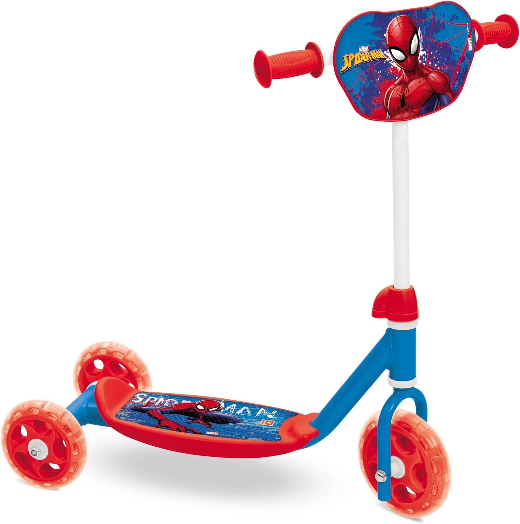 Mondo Toys My First Spiderman Scooter – 3‑Wheel Toddler Scooter with Adjustable Handlebar & Storage Bag – Marvel Spiderman Ride‑On for Children Ages 2+ (Multi‑Coloured)
