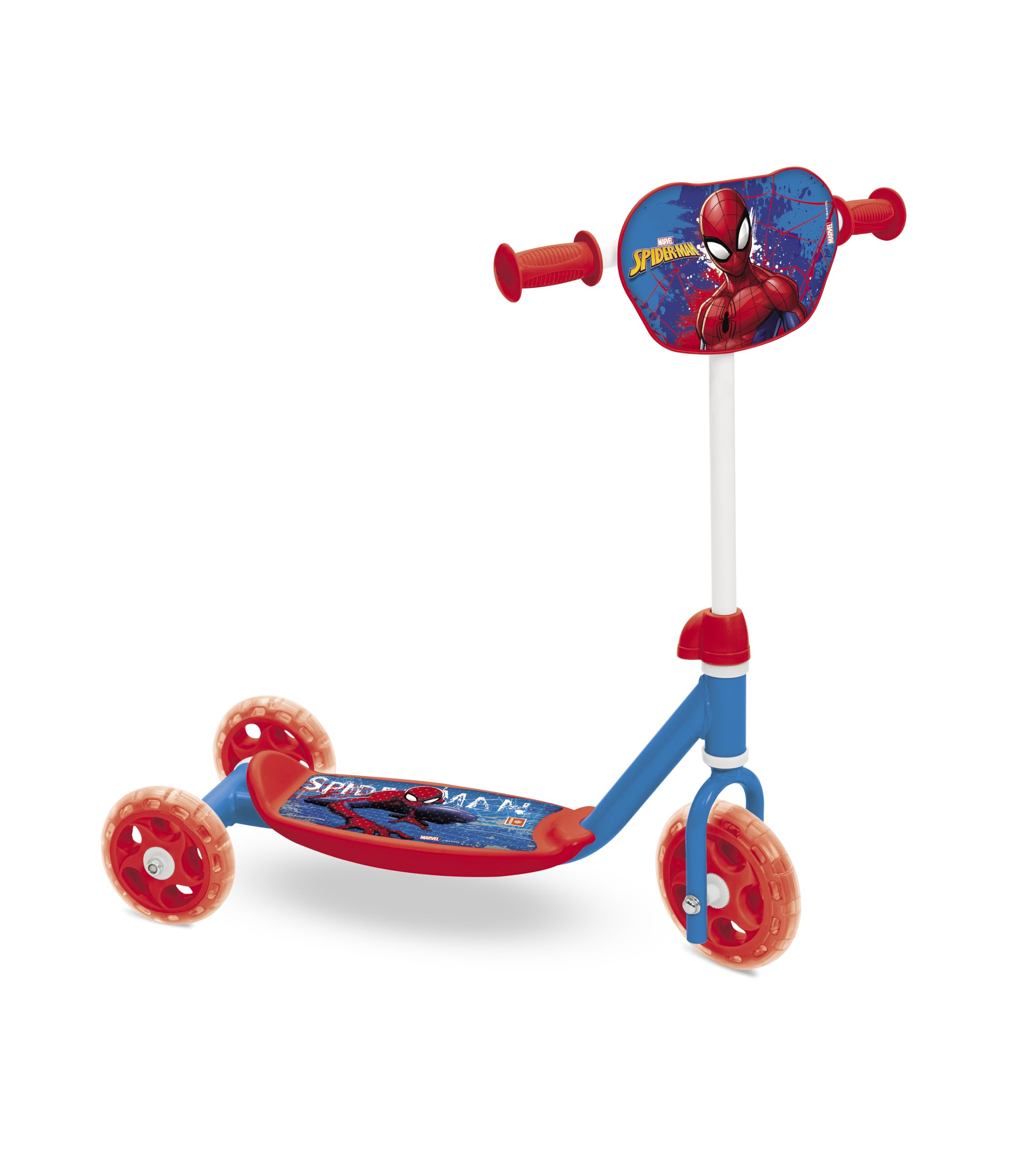Mondo Toys My First Spiderman Scooter – 3‑Wheel Toddler Scooter with Adjustable Handlebar & Storage Bag – Marvel Spiderman Ride‑On for Children Ages 2+ (Multi‑Coloured)