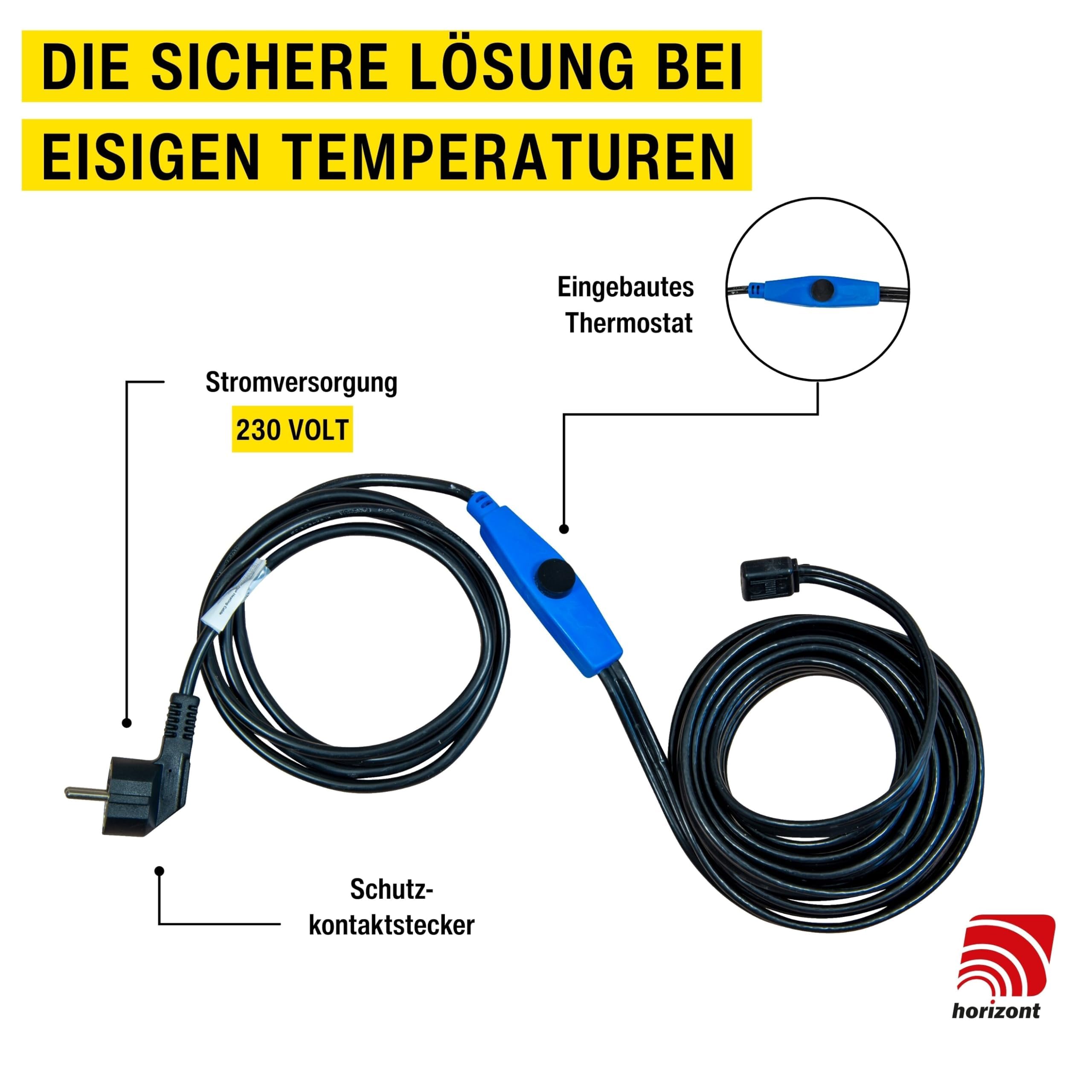 Kabel grzewczy z termostatem 1-48 m wodoszczelny elektryczny grzejnik do wodociągów