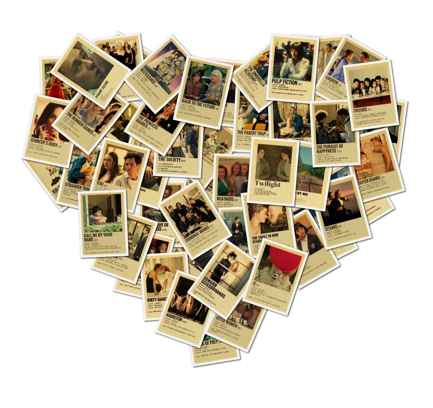 USBDMX Classic Movie Popular Film Wall Collage Kit Aesthetic Picture Posters, Retro Film Poster Photo Collection Room Bedroom Wall Decoration Gift for Young Adults 50 Pcs 4x6 Inch