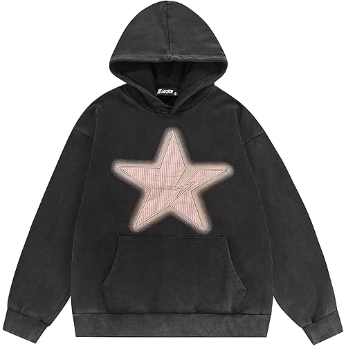 Laixton Mens Oversized Hoodie Pullover Unisex Graphic Sweatshirts Hoodies Casual Tunic Vintage Streetwear Aesthetic Top