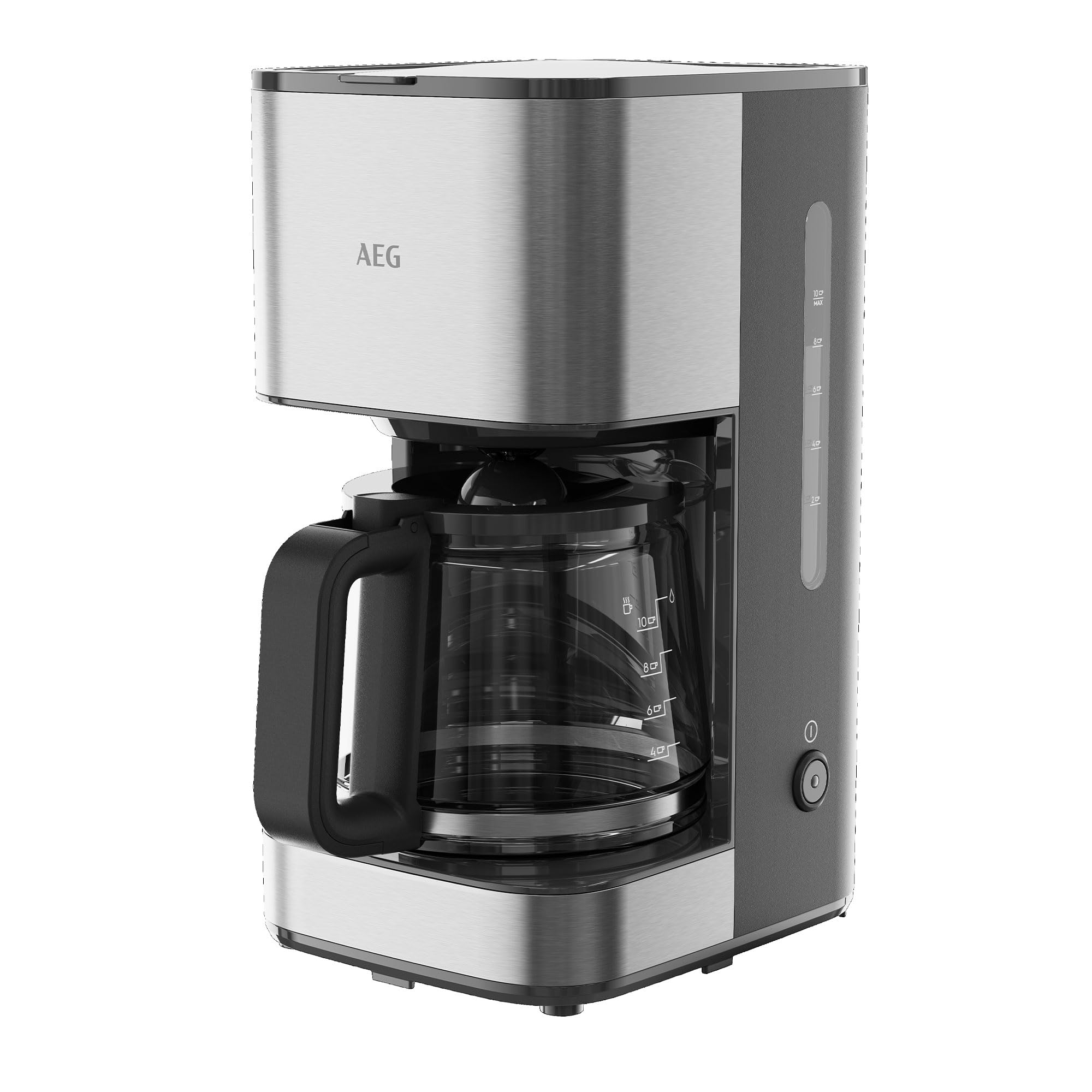 AEG Cafetera Automática de Goteo Deli 3 - Modelo CM3-1-3ST - Jarra de Vidrio - 12 Tazas - 11000 W de Potencia - Sistema Antigoteo - Apagado Automático - Filtro Extraíble - Acabado Metalizado