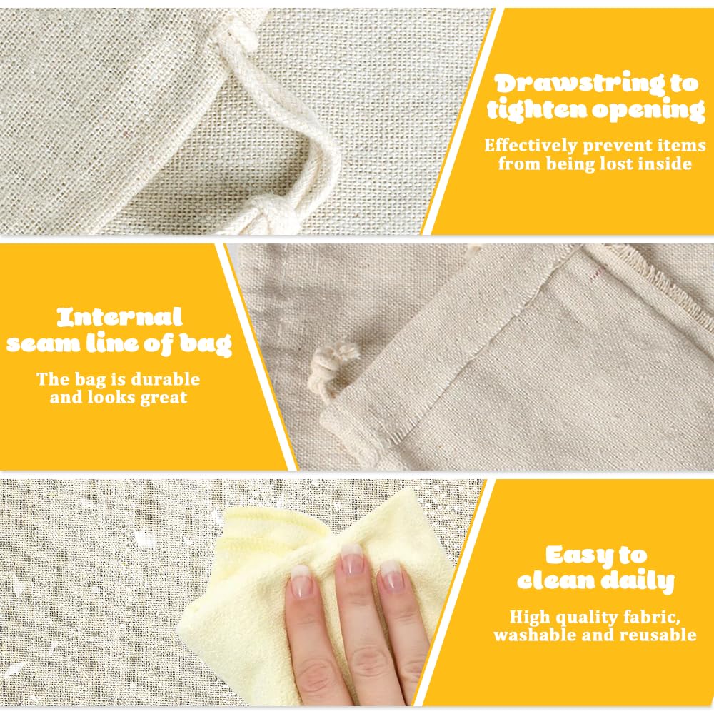 8 Sacchetti In Cotone Con Coulisse 20x30 Cm - Per Regali, Alimenti, Fai Da Te - Foto 2