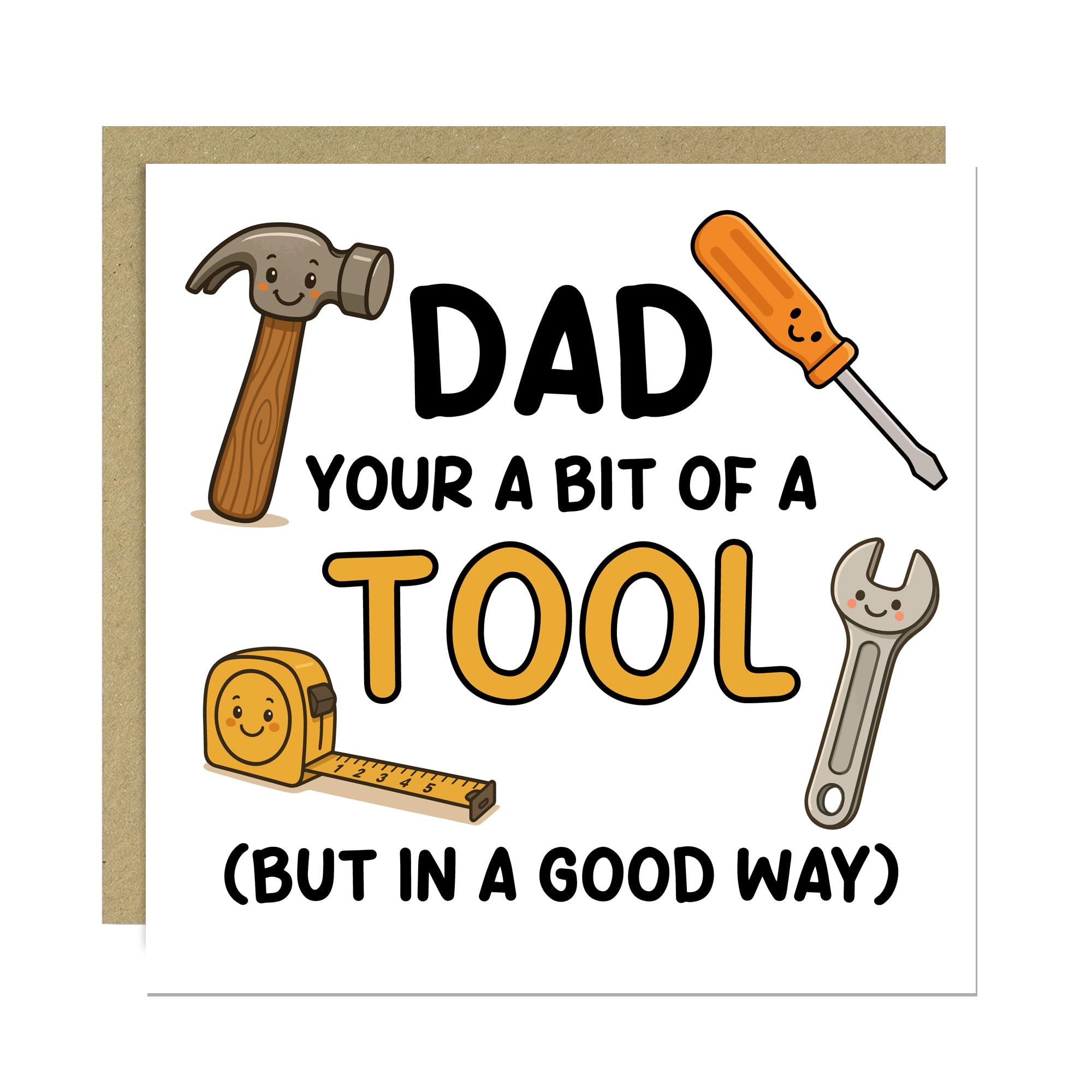 RED OCEAN Funny Dad Card For Father's Day Birthday From Daughter Son 145 x 145mm With Kraft Envelope Novelty Humourous Card For Dad