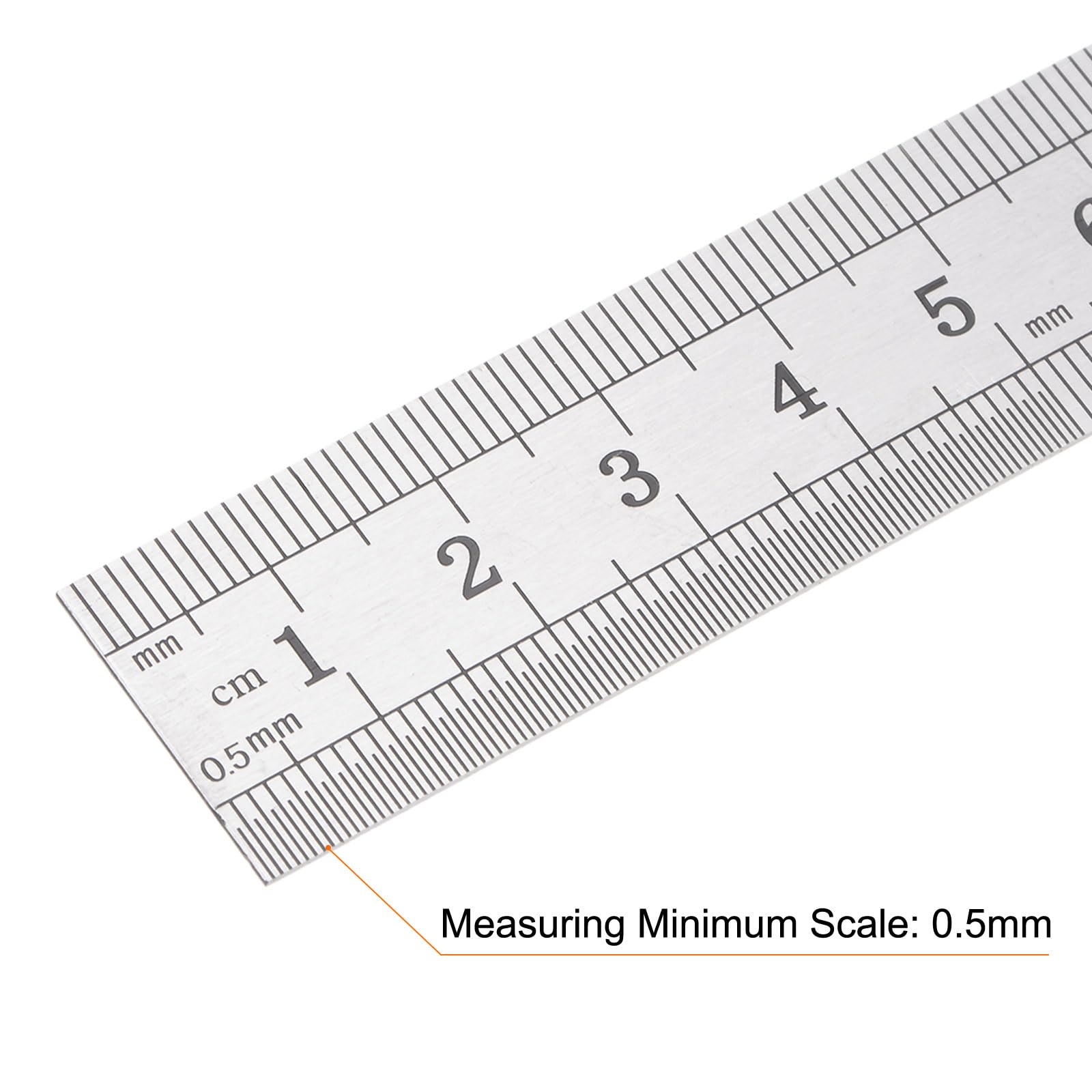 HARFINGTON 2 reglas de acero inoxidable 2 en 1 con bloque de trazador de 15 cm métrico y regla de metal de 20 mm de longitud de latón para carpintería, medición de bricolaje, color plateado
