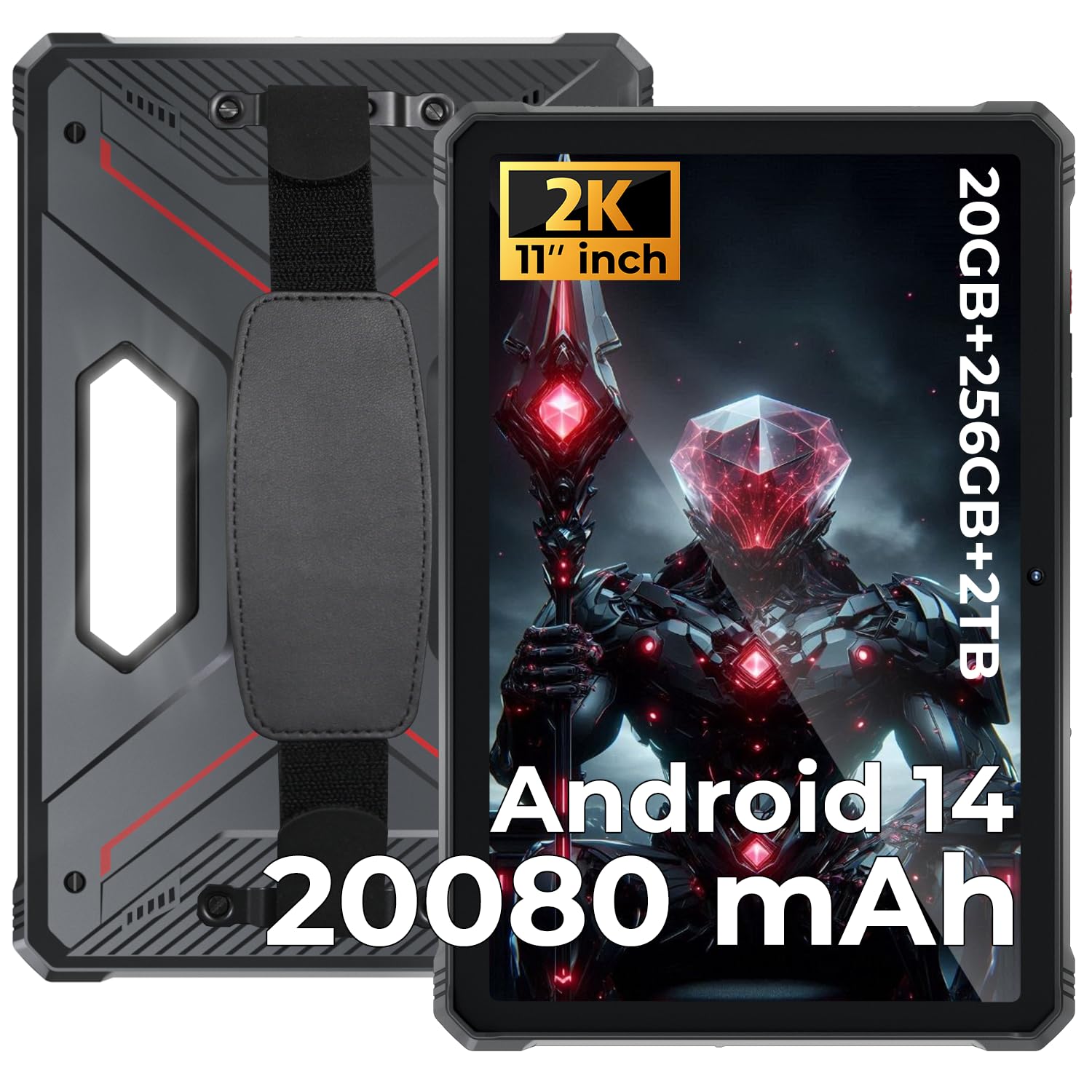 HOTWAV R9 Pro Tablet Outdoor Android 14, 4G LTE/5G WiFi Baustellen Tablet | 20GB+256GB+2TB TF, Octa-Core, 11" 2K FHD+, 20080mAh 20W Schnellladung, 64MP+16MP, IP68/IP69K Wasserdicht, DualSIM/Face ID/OTG