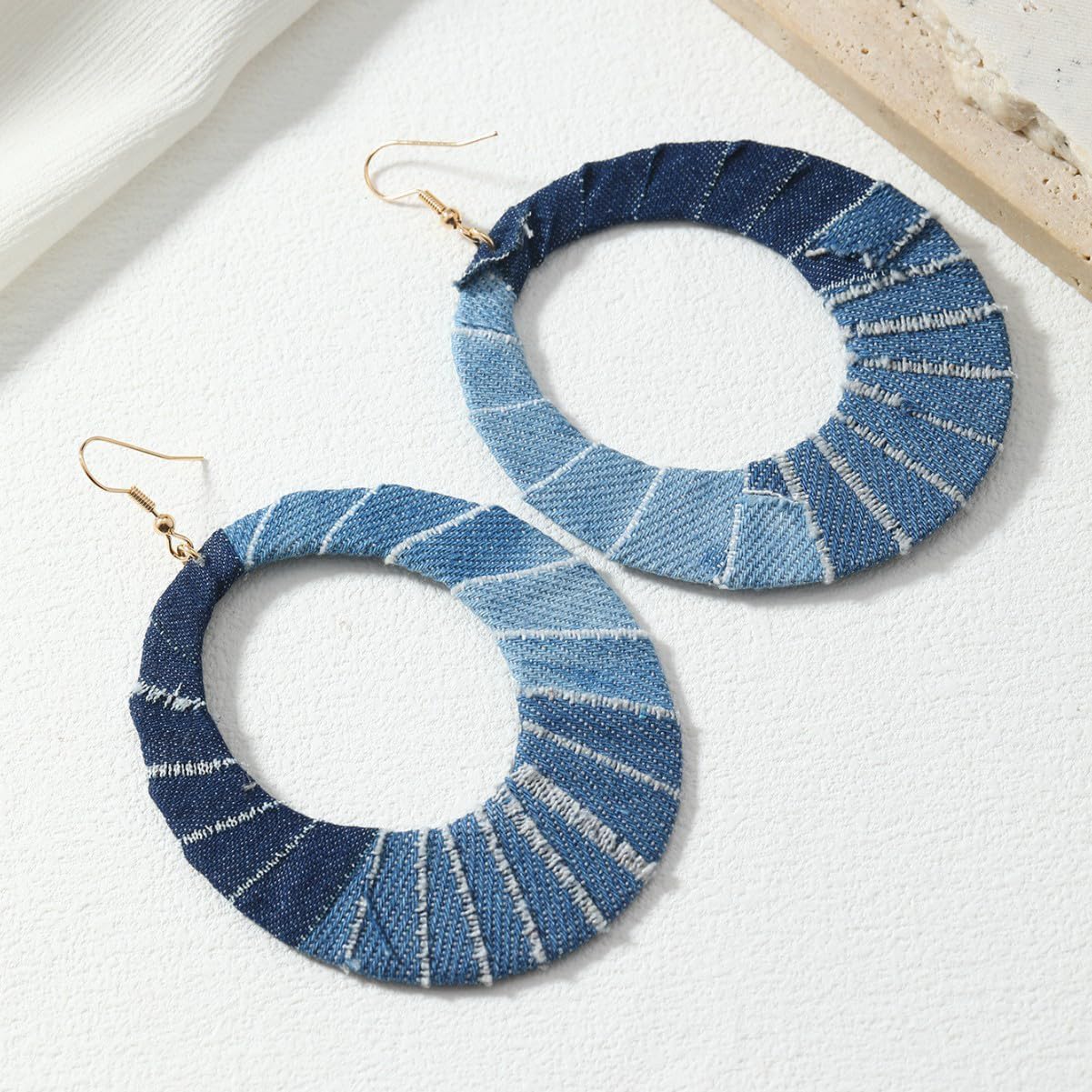 Boho Denim Hoop Earrings for Women Denim Outfit for Women Western Jewelry