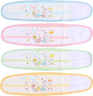 HEALLILY Baby Belly Button Band 4pcs newborn belly belt Cotton Umbilical Cord Infant Belly Band Cartoon Soft Newborn Navel baby belly binder Belt newborn abdominal binder