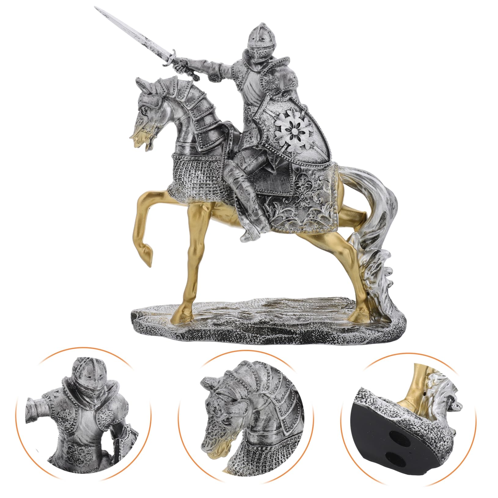 KOMBIUDA Vintage Guard Statue aus Kunstharz in Silber, Detailreich | Tischdeko, Büro und Wohnzimmer, Mittelalterliche Miniatur mit Retro Elegantem Look
