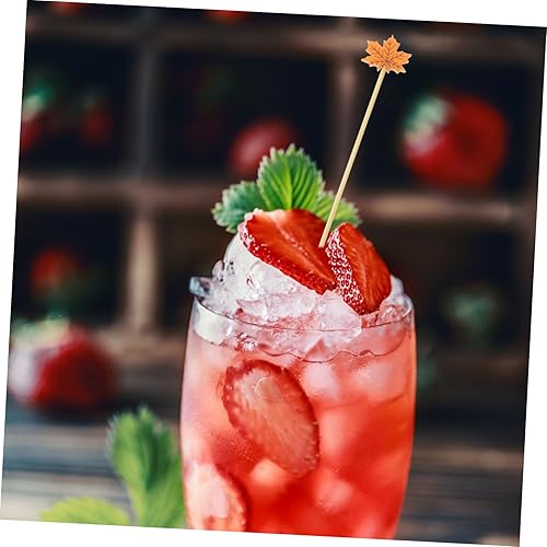 Miniatura 9 de Kichvoe Palillos de cóctel de otoño con hojas de arce, 200 piezas con temática de otoño, bebidas de frutas, palillos de postre, sándwich de comida,