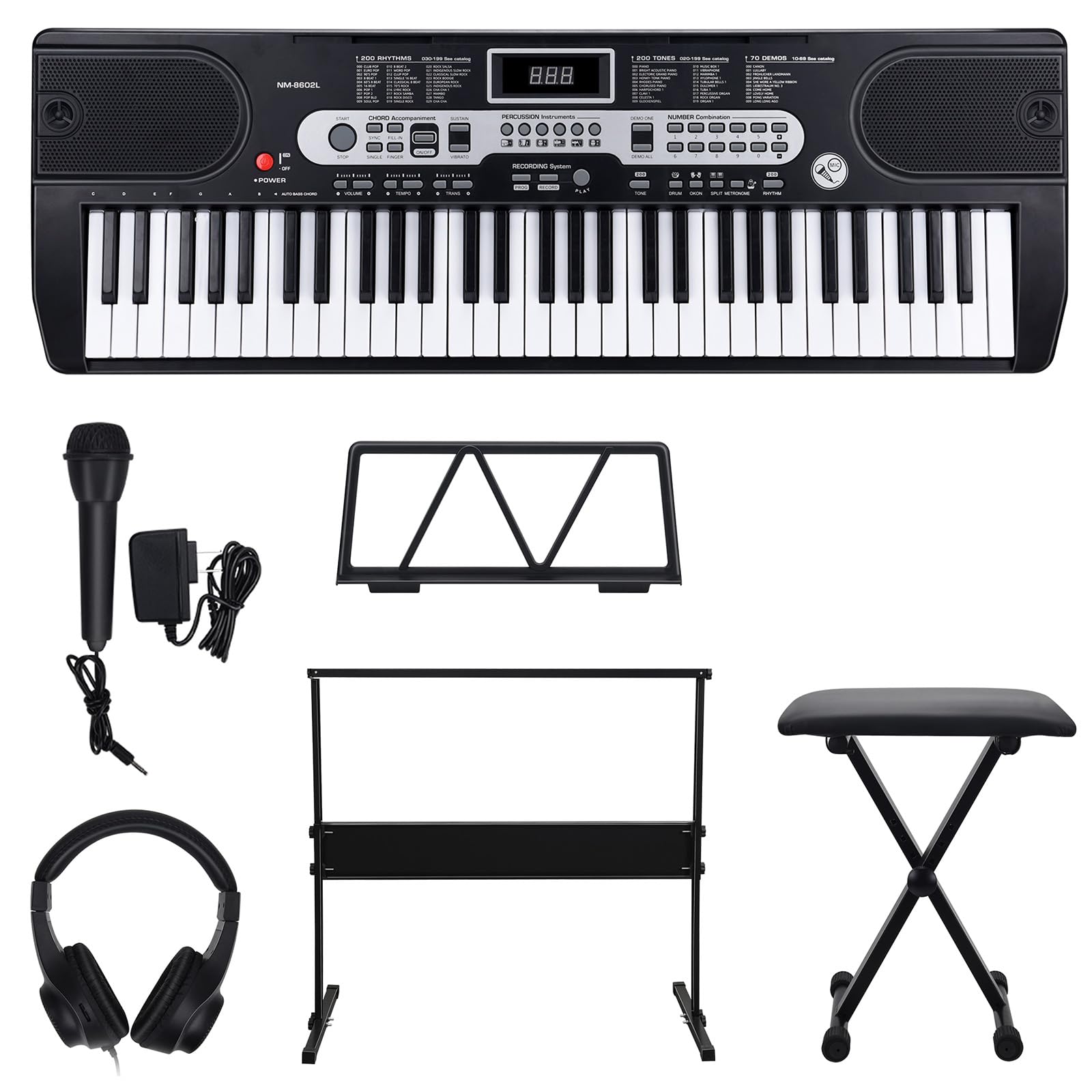 Tragbares Digitalpiano für Anfänger mit 61 Tasten, 3 Unterrichtsmodi, LCD-Display und umfassendem Zubehörset