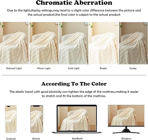 Miniatura 6 de NEWCOSPLAY Manta súper suave de franela sedosa de alta calidad, de forro polar a cuadros 3D, ligera, para uso durante todas las estaciones (cuadros