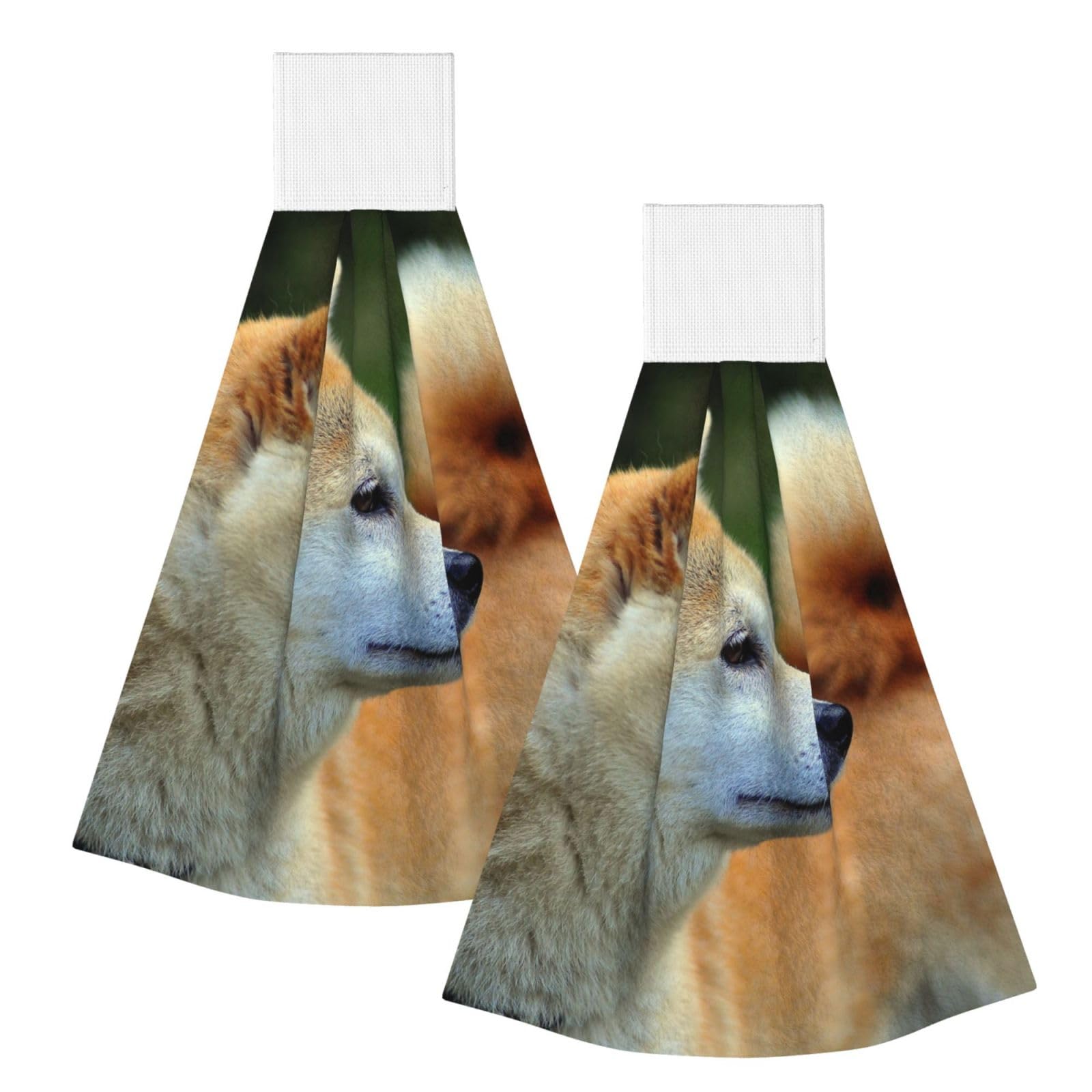DOPKLNA Akita Inu Bokeh Pets Dogs Akita Inu, 2 Pcs Hanging Coral Fiber Hand Towels for Bathroom, Absorbent Kitchen Towels