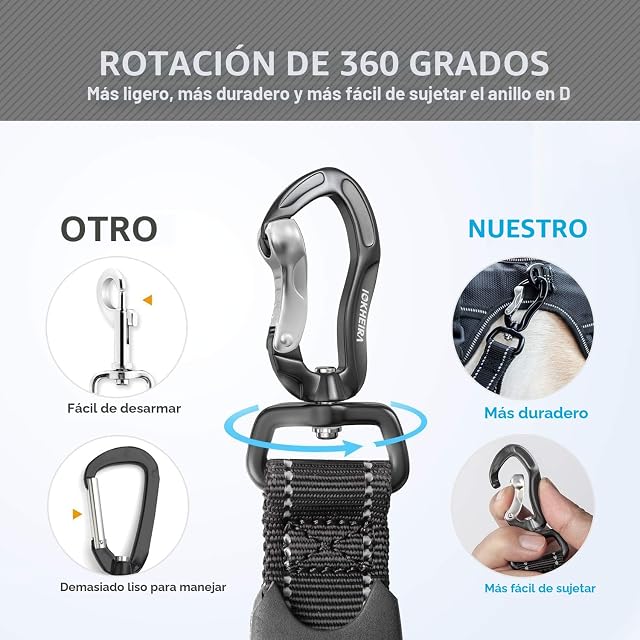 Foto 3 de 6 de Iokheira Correa Perro de 5 pies, 4 en 1 Correas para Perros, Ajustable