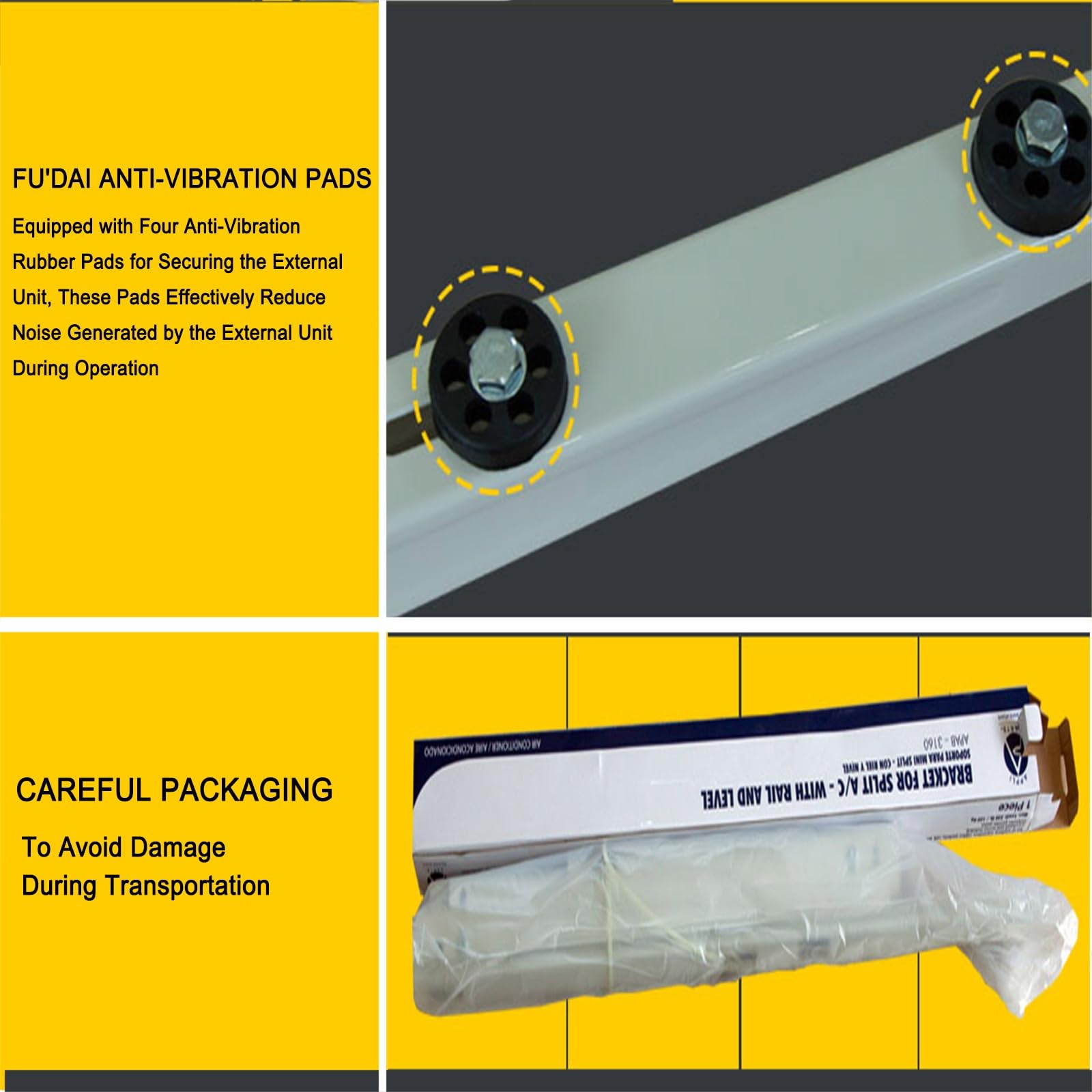 Staffe Condizionatore Esterno, Acciaio kit Installazione Climatizzatore, Staffa Universale per Condensatore per Sistemi da 2,3-7,5 KW, Fino a 200 Kg