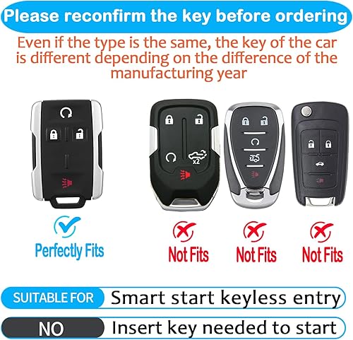 Miniatura 2 de Tukellen Funda para llavero de Chevrolet de TPU suave, protección completa, compatible con Chevrolet Chevy Silverado Suburban Tahoe Colorado GMC