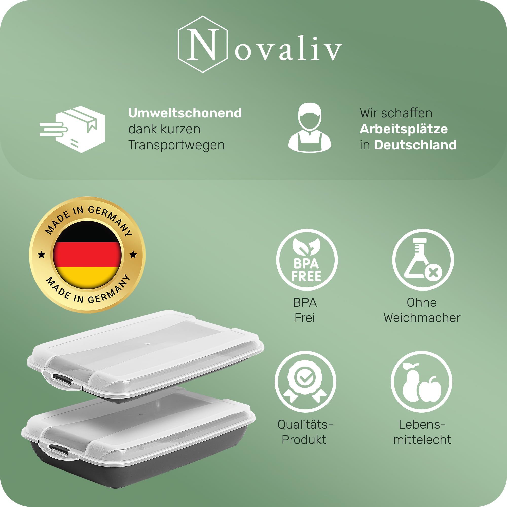 Novaliv Juego De 2 Fiambreras Premium Antracita Con Tapa Transparente, Recipientes Herméticos Para Salchichas Y Quesos, Dimensiones 25 X 17 X 5 Cm, Organizador Para Nevera