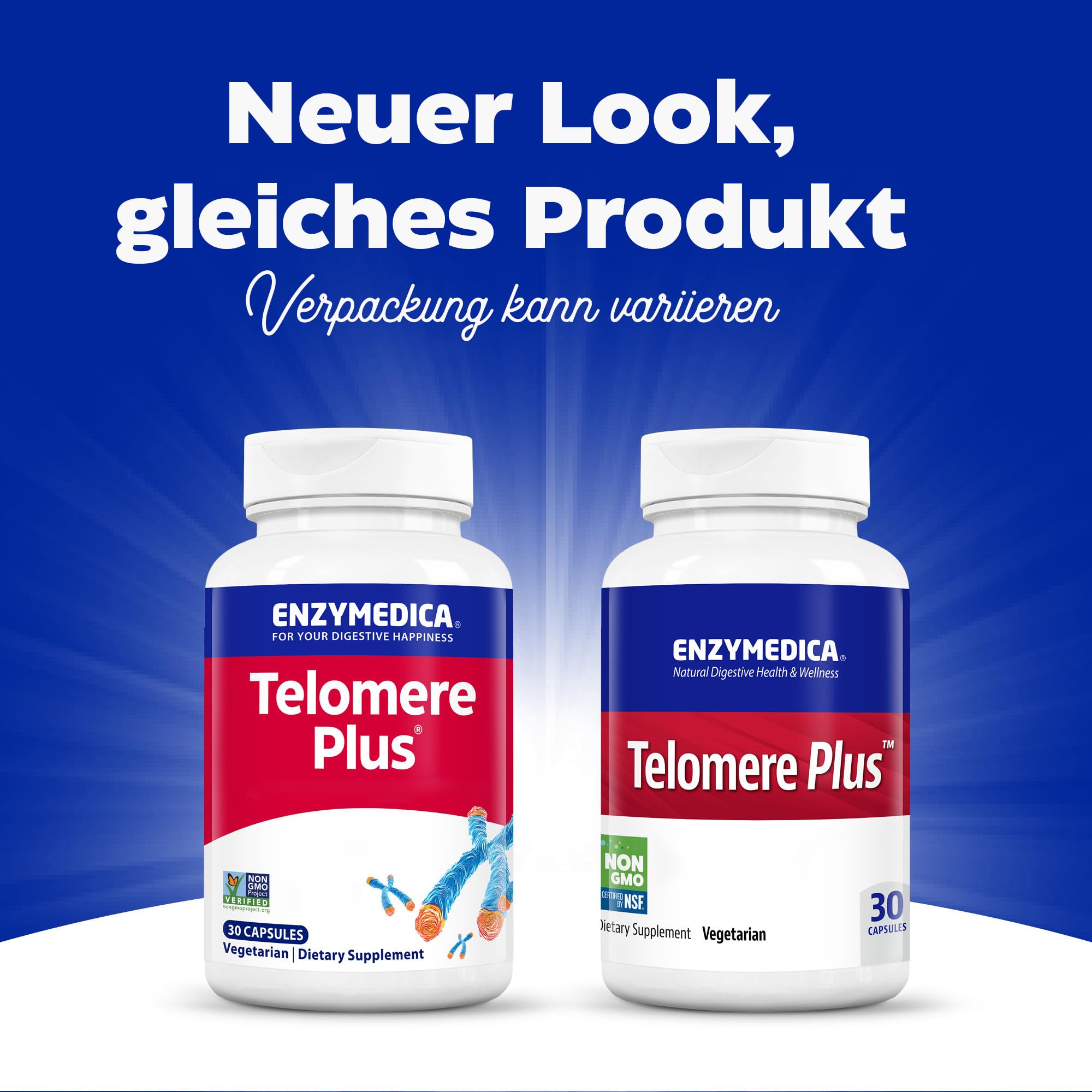 Enzymedica, Telomere Plus, 30 vegetarische Kapseln, 495mg Telomerin® Mix & 500 IU Vitamin D3 je Dosis, Glutenfrei, Sojafrei, GMO frei, Geschmacksneutral