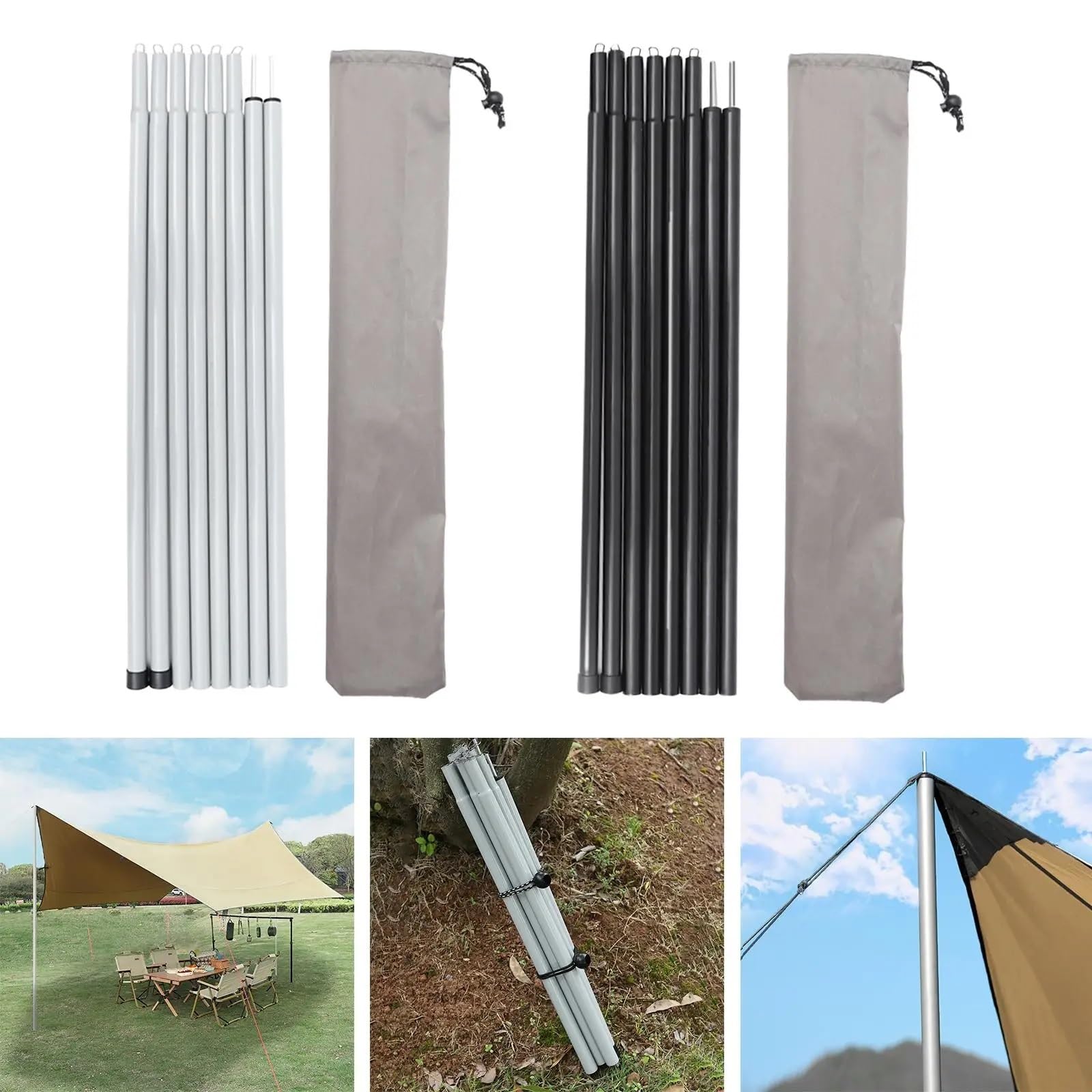 8 stück Zelt Stangen Strand Shelter Abnehmbare Pole for Plane Einstellbar