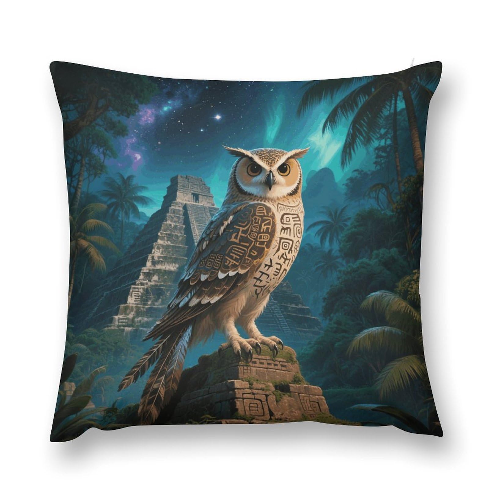 VstaDank Maya Owl Throw Pillow Cover with Hidden Zipper Farmhouse Couch Pillow Cover Cozy Soft Short Plush Cushion Case Fashion Square Decorative Pillow Cover for Living Room