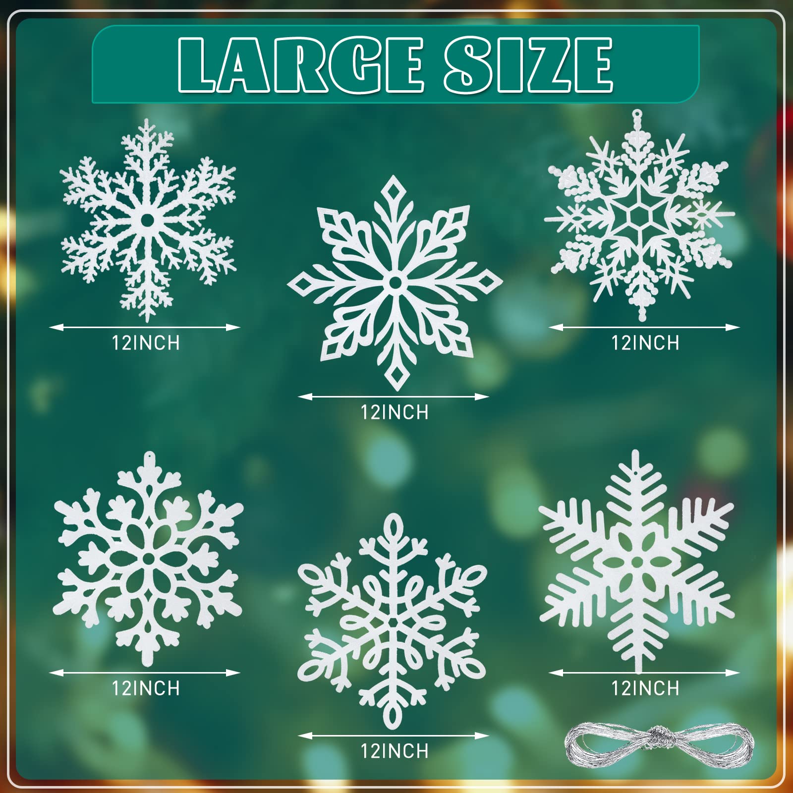 Amazon.co.jp: 12インチ グリッター スノーフレークオーナメント