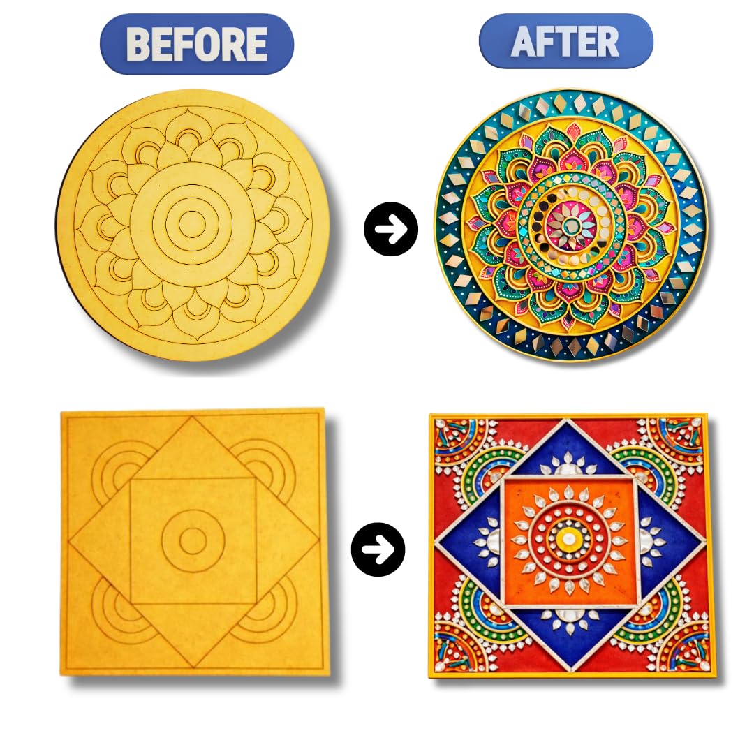 Funtaala Lippan Art Kit and Craft Kit | DIY Art and Craft Kit | Craft Materials kit | Art Craft | Birthday Gift for Girls | Birthday Gift for Boys | Indian Folk Art | Lippan DIY 4