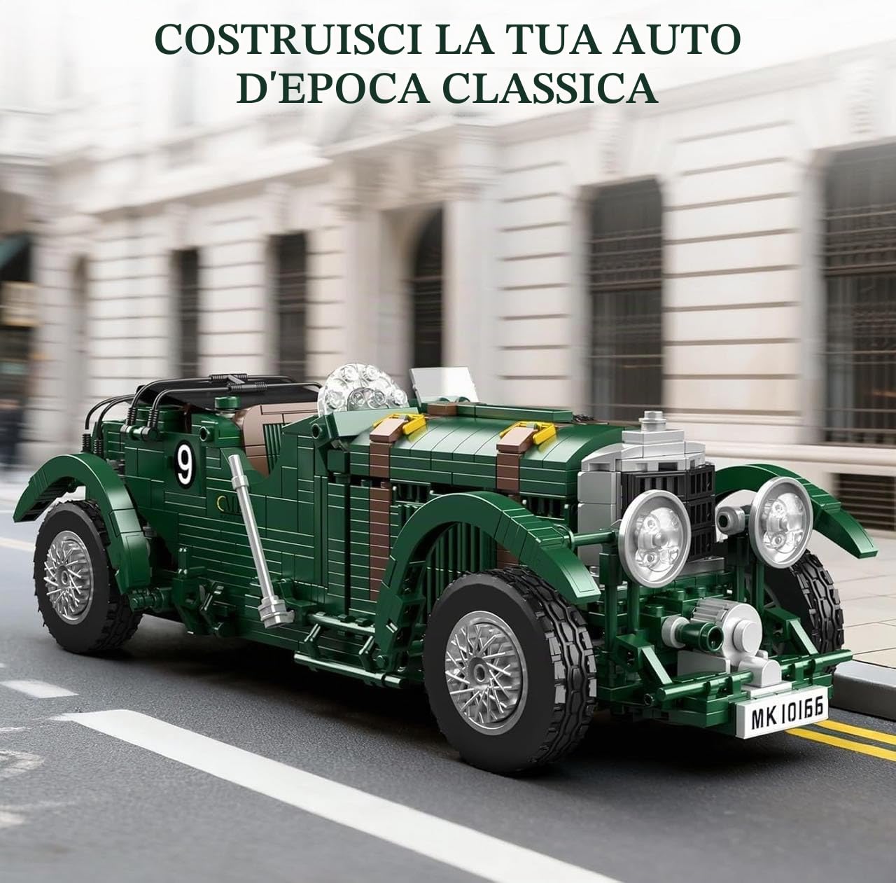 Mould King 10166 Tecnico - Set di Costruzione Vintage Soffiatore-Auto Sportiva, MOC - Set di Mattoncini da Costruzione per Auto Retrò Classiche, Set di Auto da Collezione per Adulti e Adolescenti dai