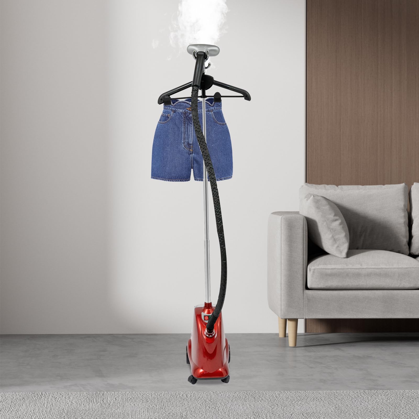 Żelazko pionowe, 2200 W, żelazko parowe z kółkami, zbiornik na wodę o pojemności 3 l, regulacja wysokości i 3 poziomy regulacji, żelazko elektryczne do sukienek, koszul