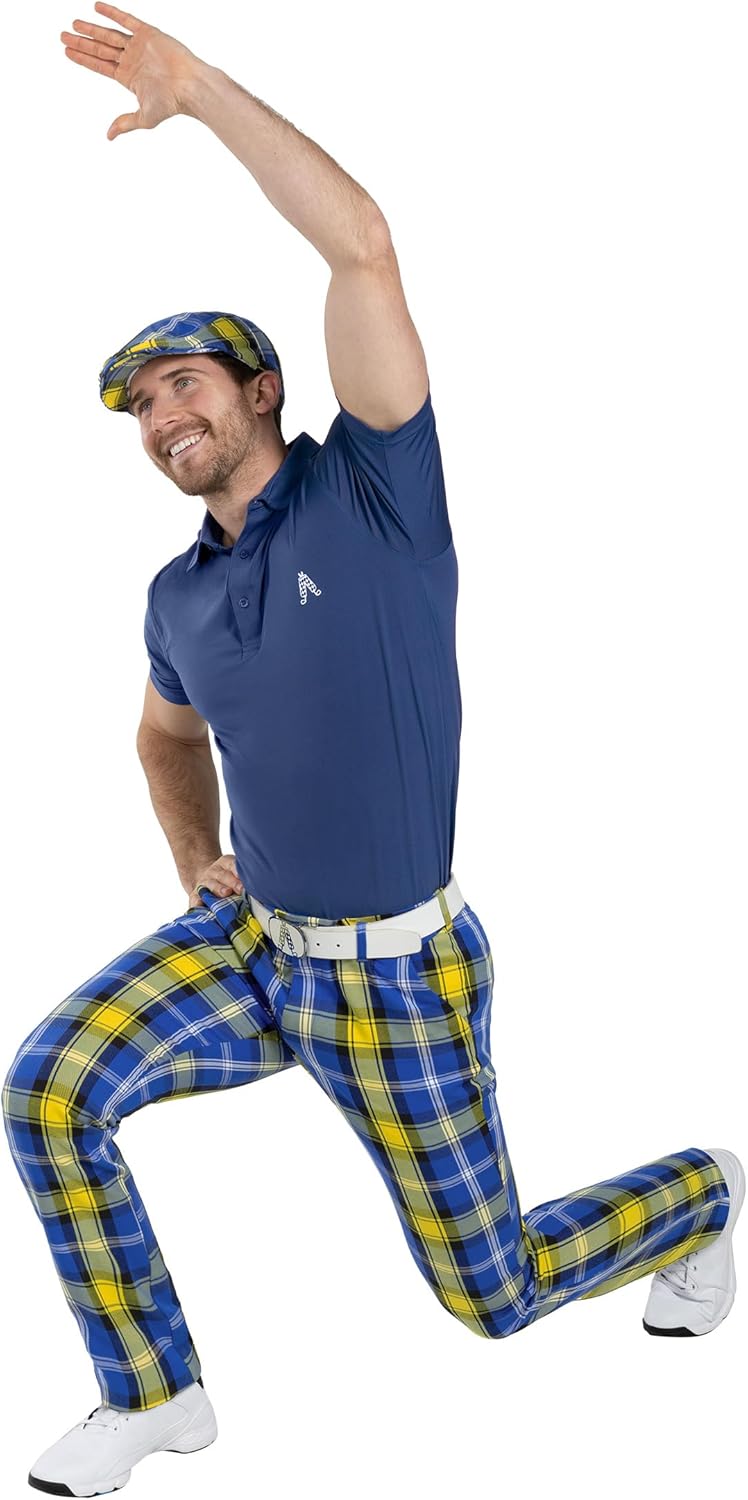 Royal & Awesome Mens Golf Pants, Golf Pants Men Relaxed Fit, Plaid Pants Men