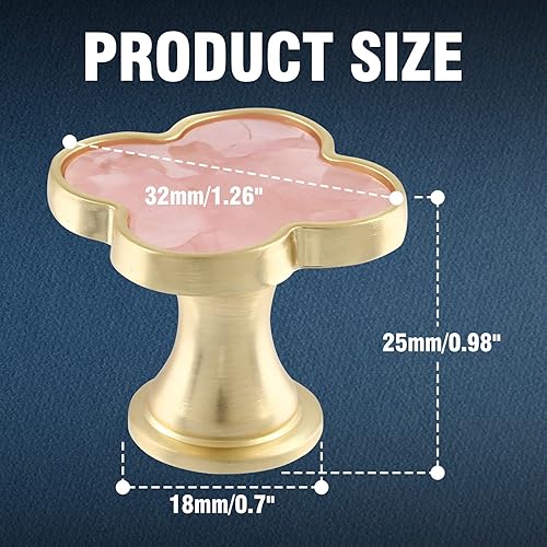 Miniatura 5 de Paquete de 6 pomos de trébol para gabinete, de aleación de zinc, tiradores de cajón de trébol de cuatro hojas para tocador, armario, tocador (6